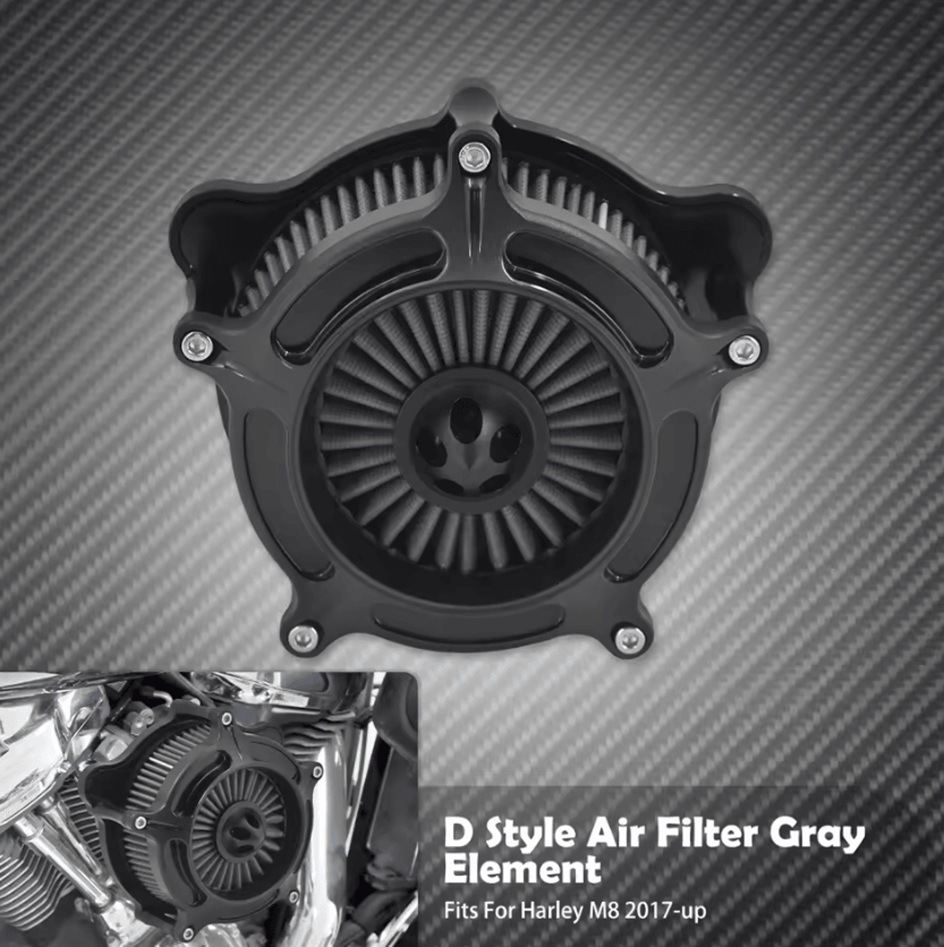 Black High Flow Air Cleaner Intake Kit For Harley Sportster Touring Dyna Softail 6