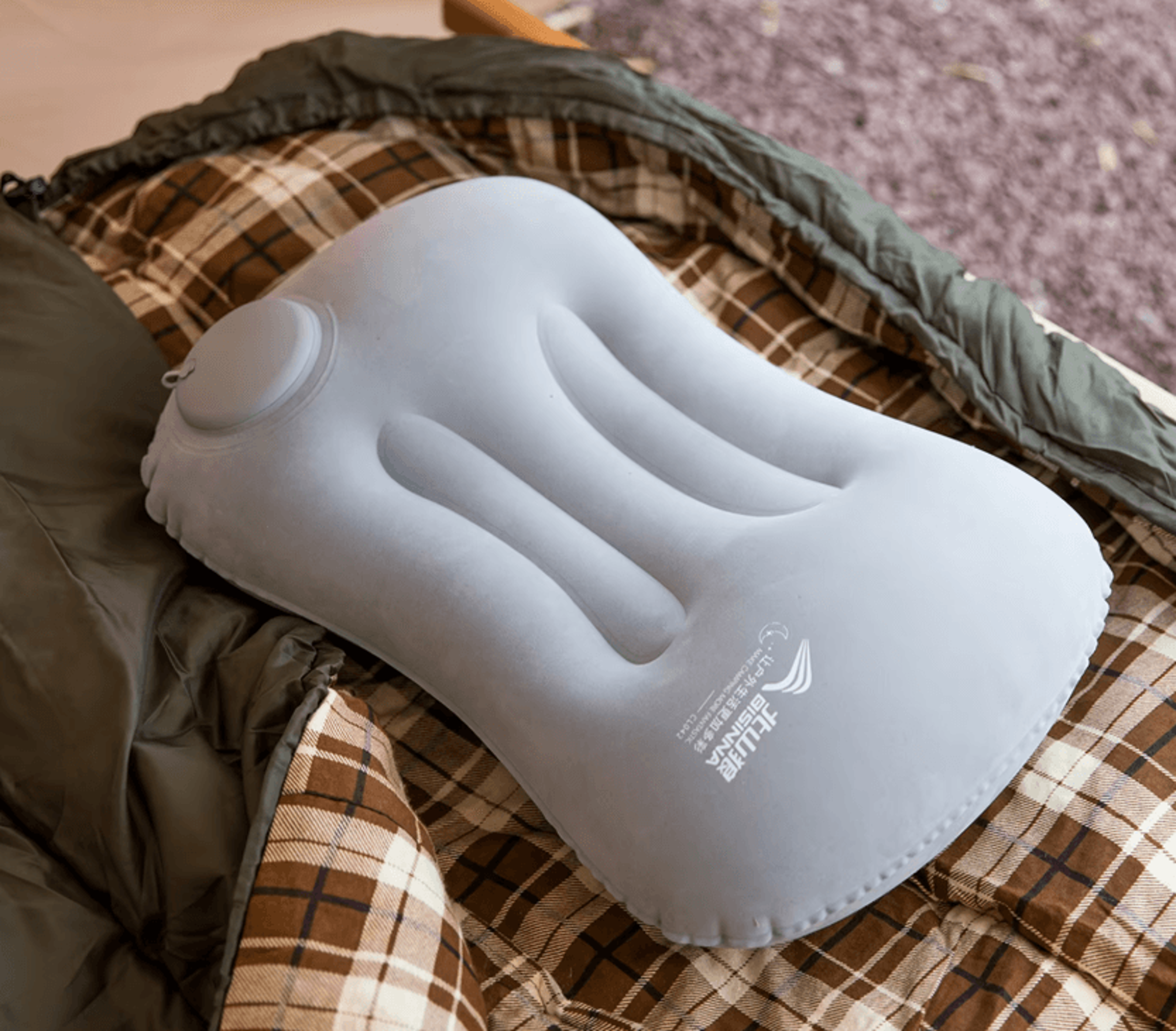 bisinna ultralight inflatable camping pillow for neck and lumbar support