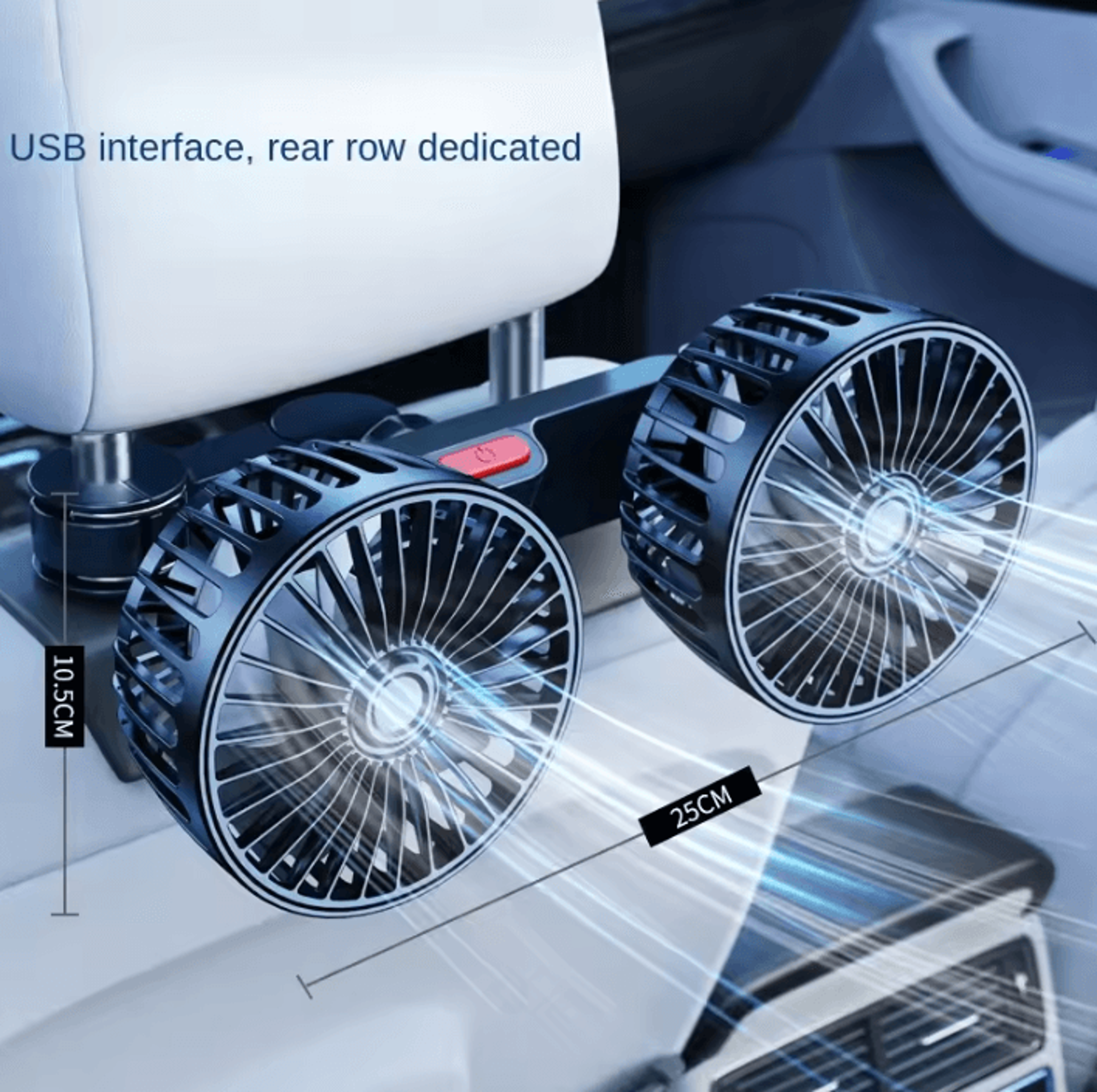 dualbreeze 360° car seat back cooling fan with 3 speeds