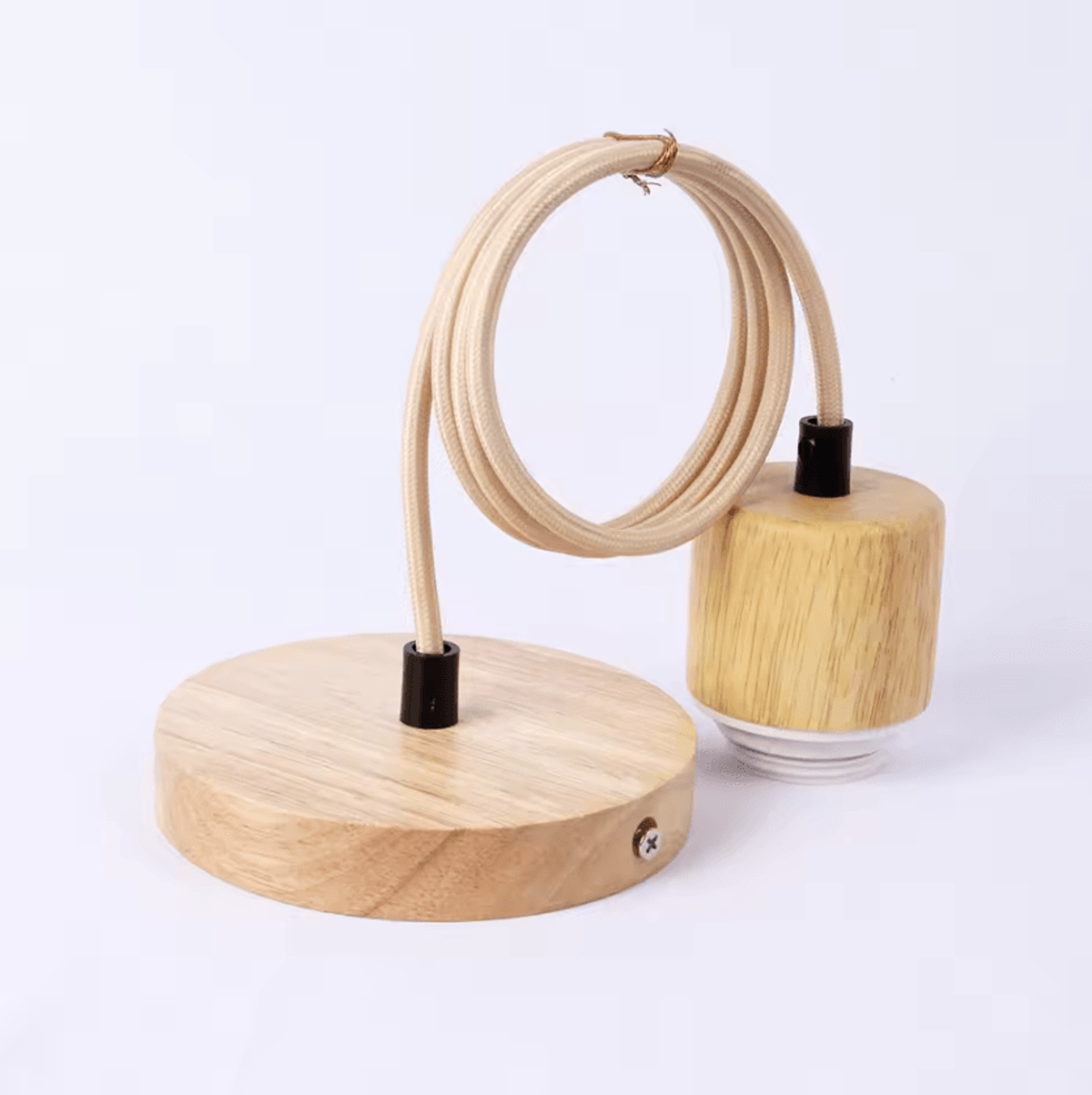 timberglow natural wood e27 hanging pendant lamp holder