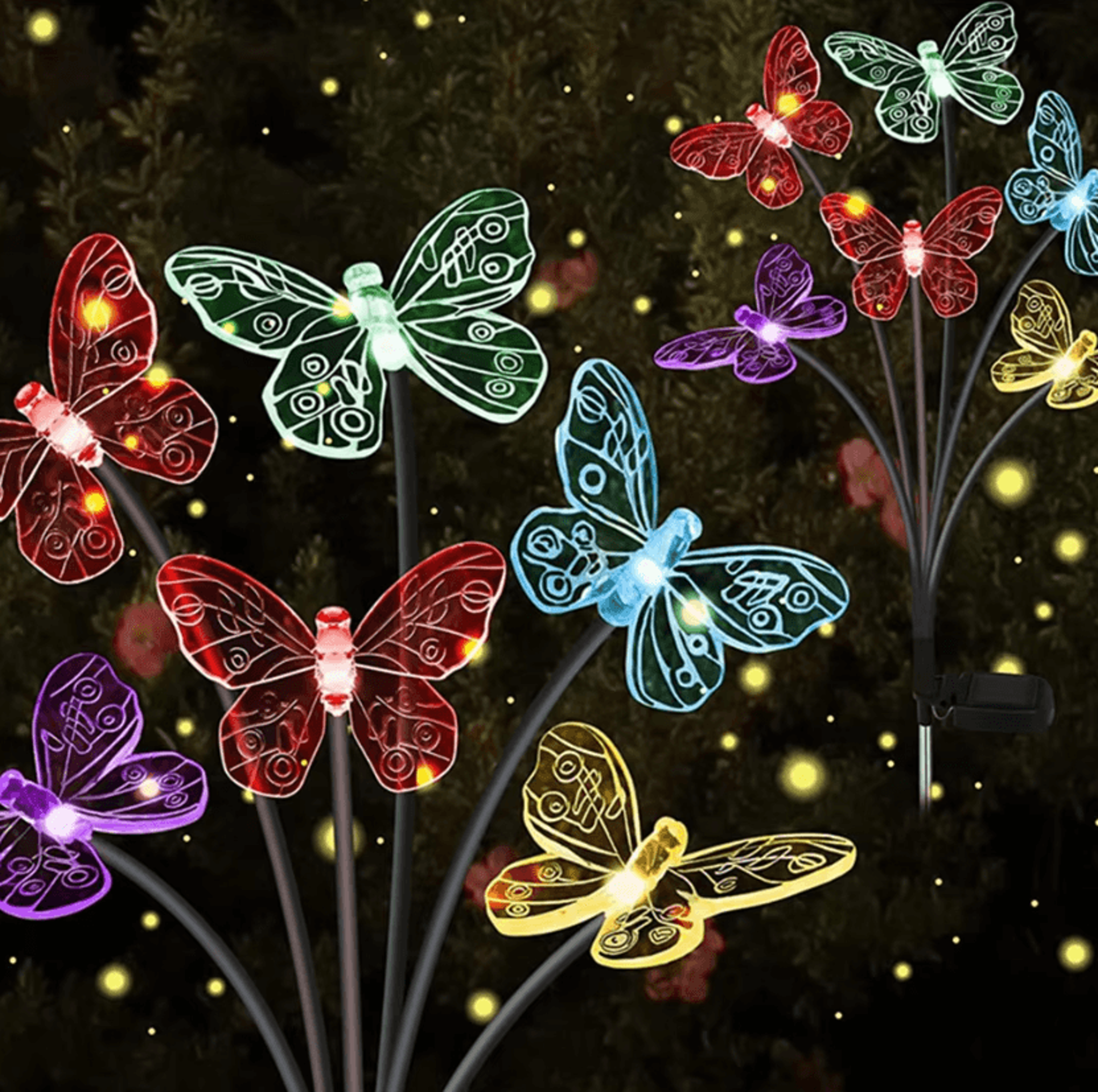 butterflybloom solar led garden stake lights with 6 8 or 10 heads