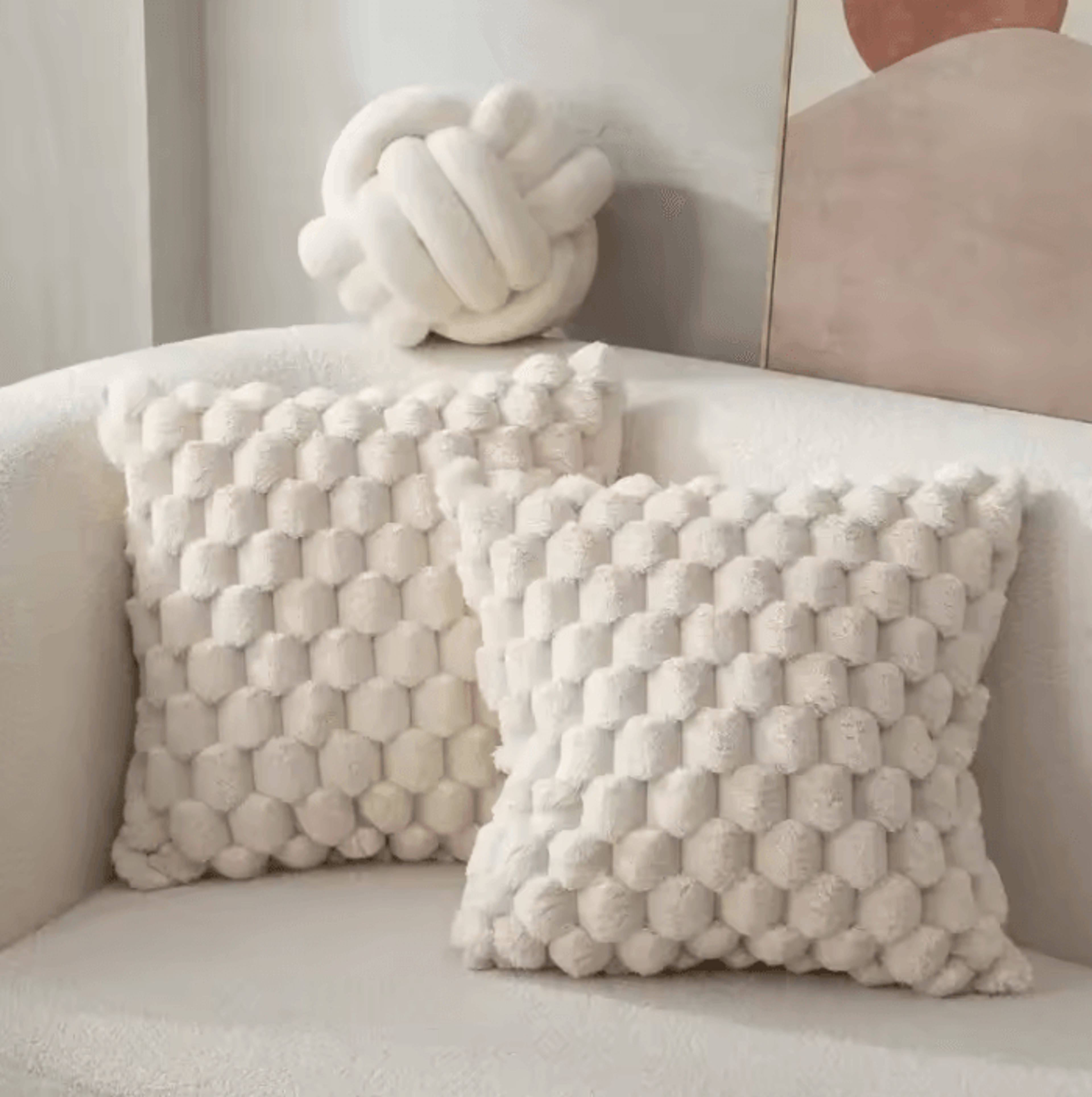 CozyCloud 3D Plush Textured Cushion Cover 3