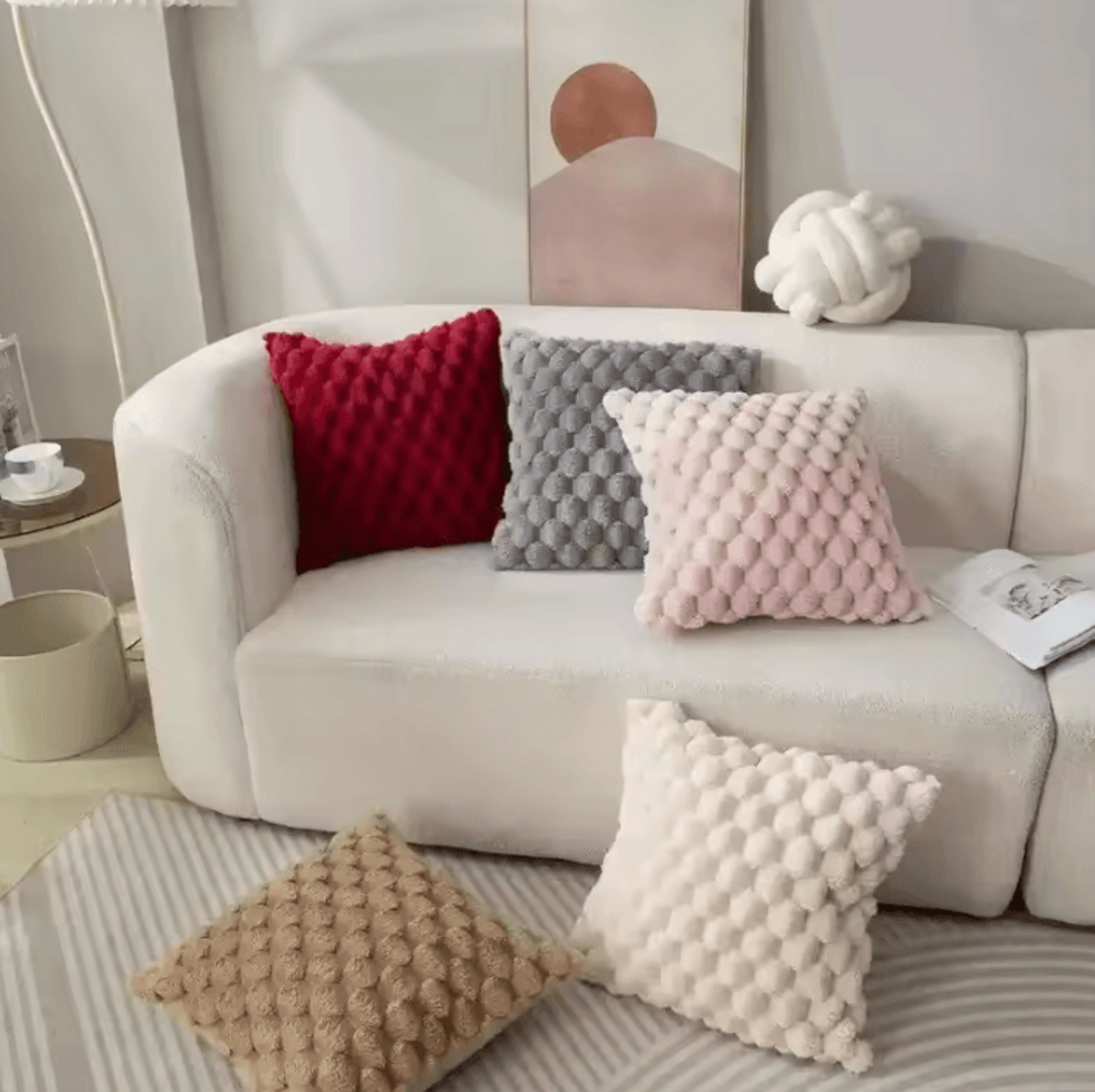 CozyCloud 3D Plush Textured Cushion Cover 0