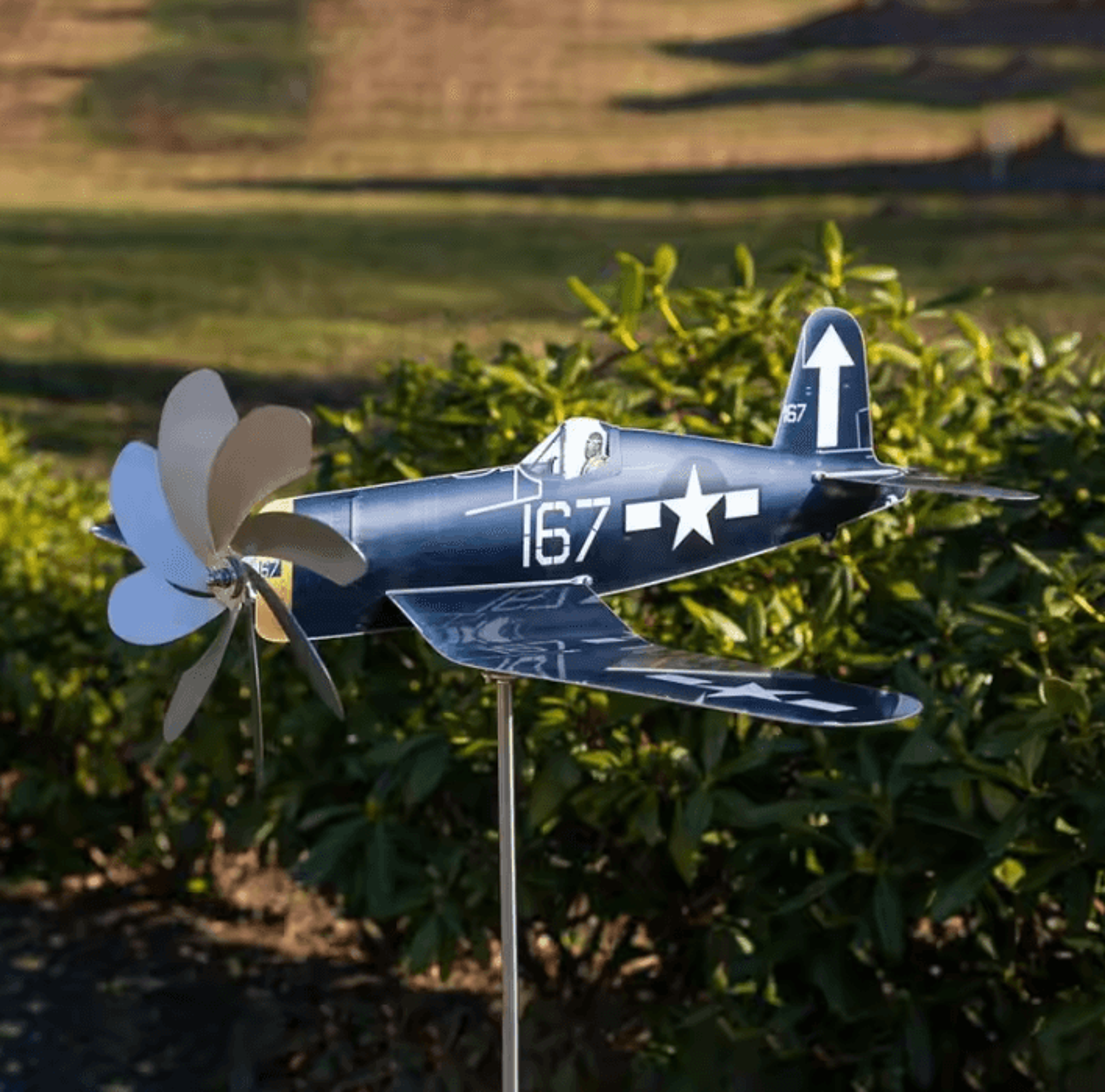 SkyGlide Airplane Stainless Steel Garden Wind Spinner 2