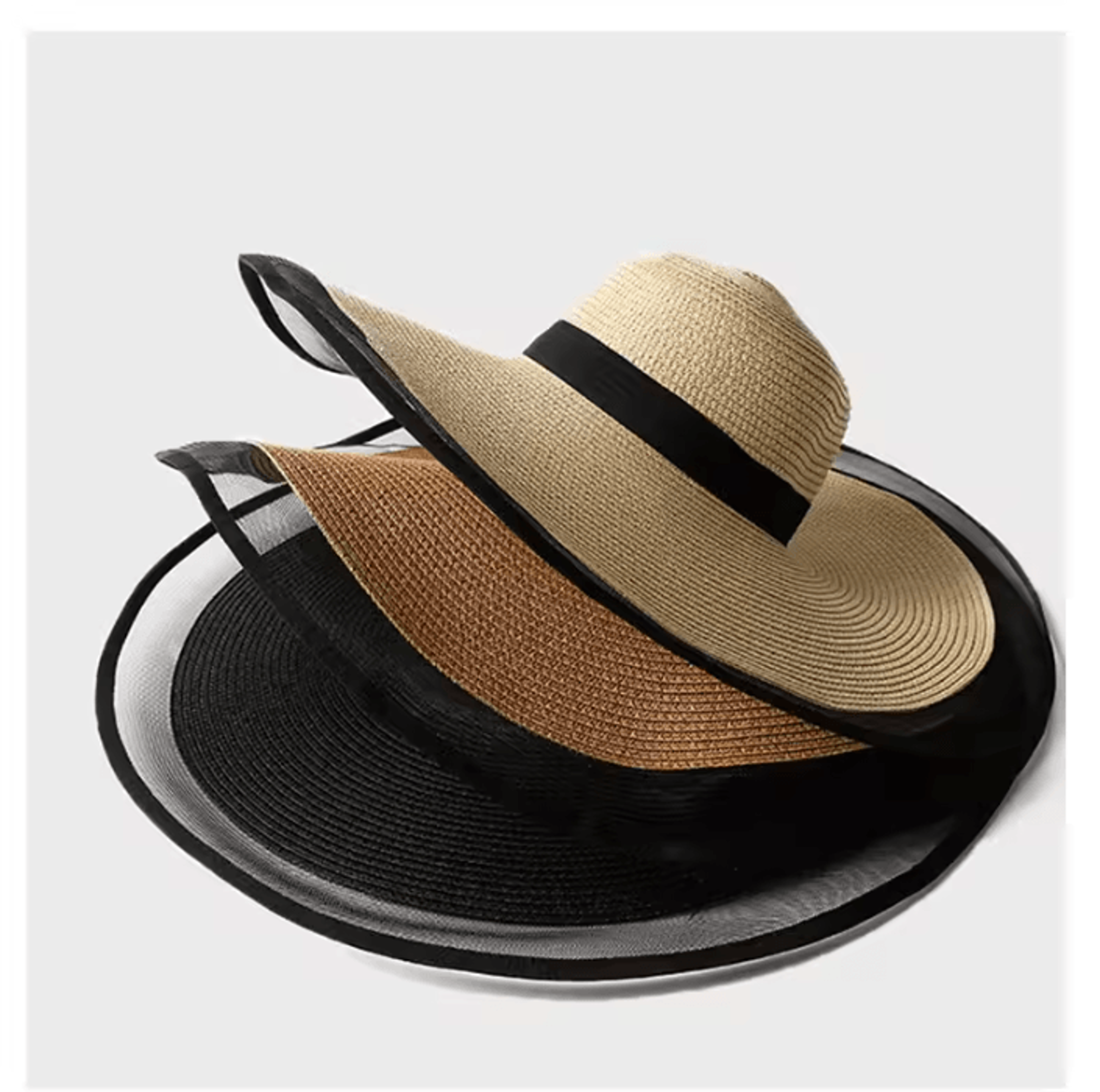 Coastal Wave Foldable Wide Brim Straw Sun Hat 1