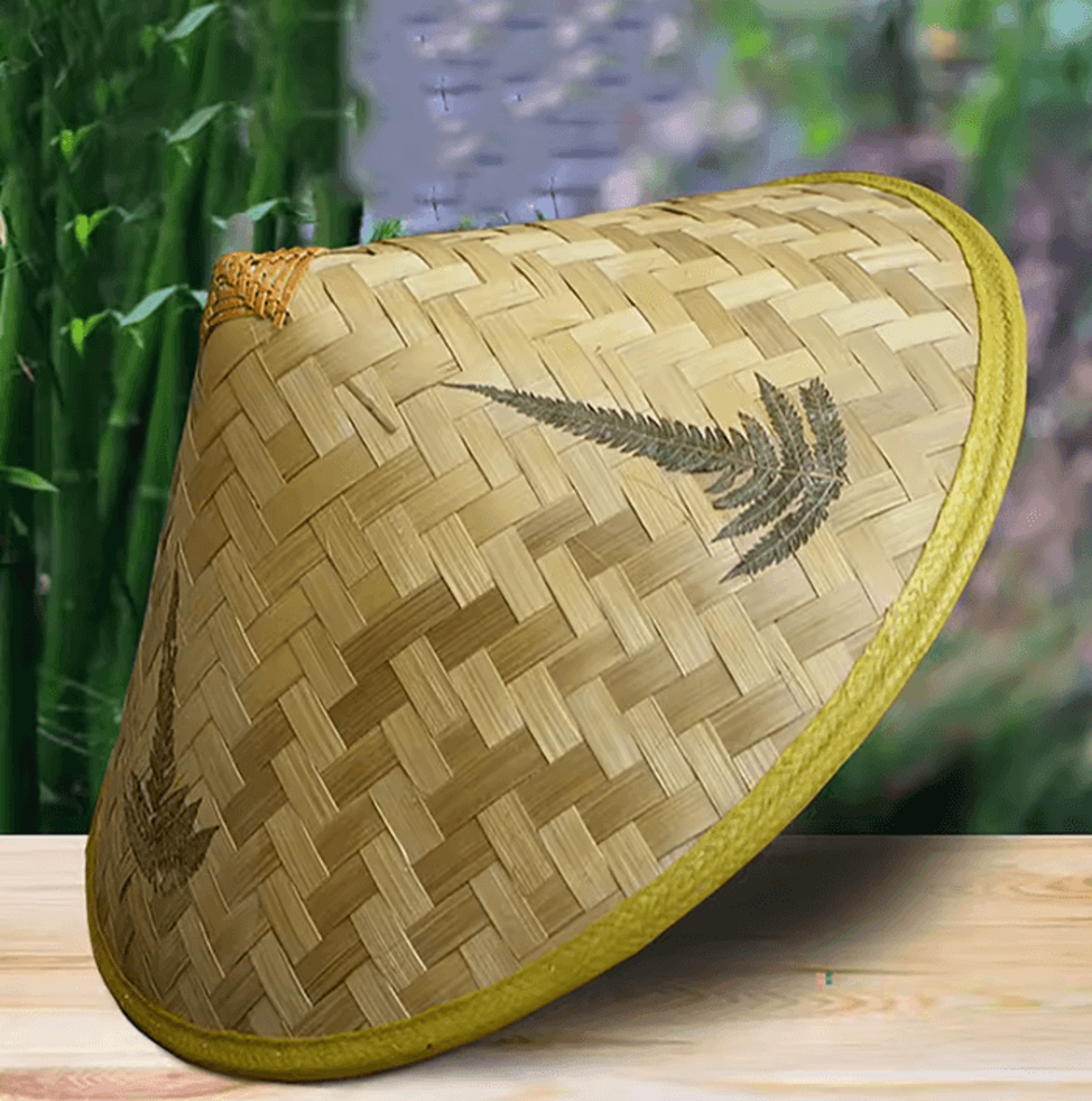 heritage weave bamboo rattan conical fisherman hat
