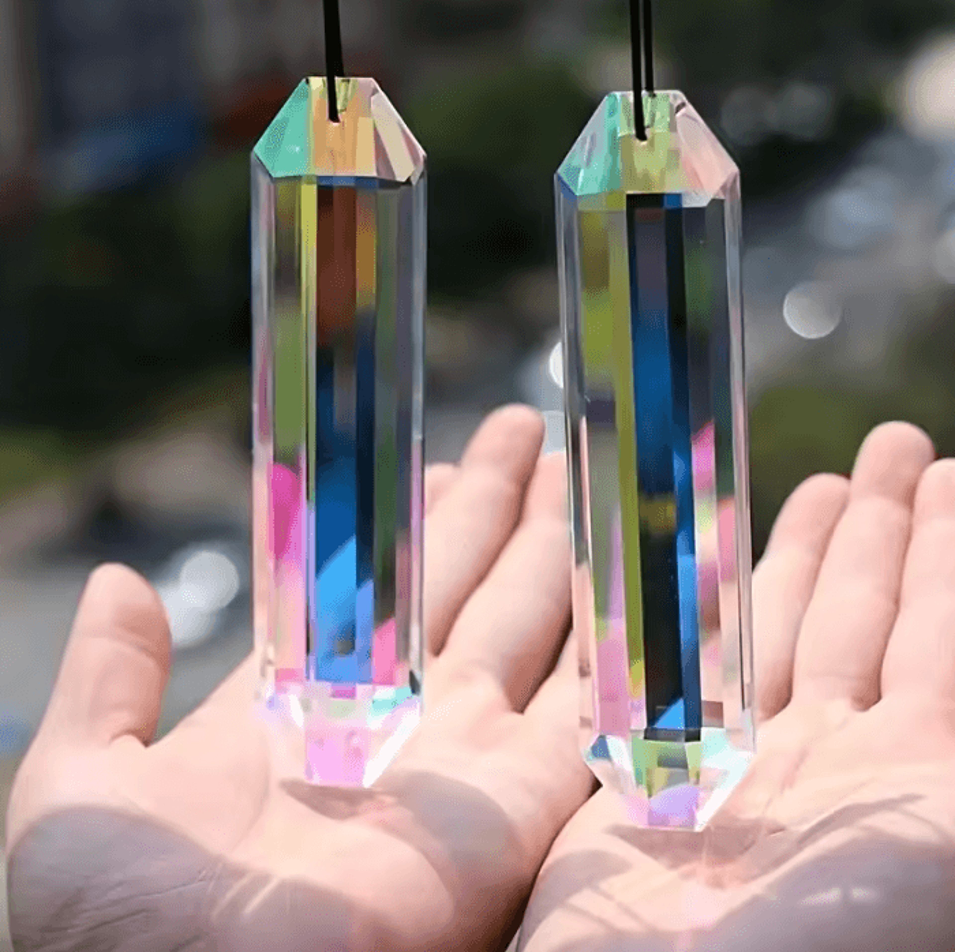 prismglow 2-piece crystal rainbow sun catcher pendants