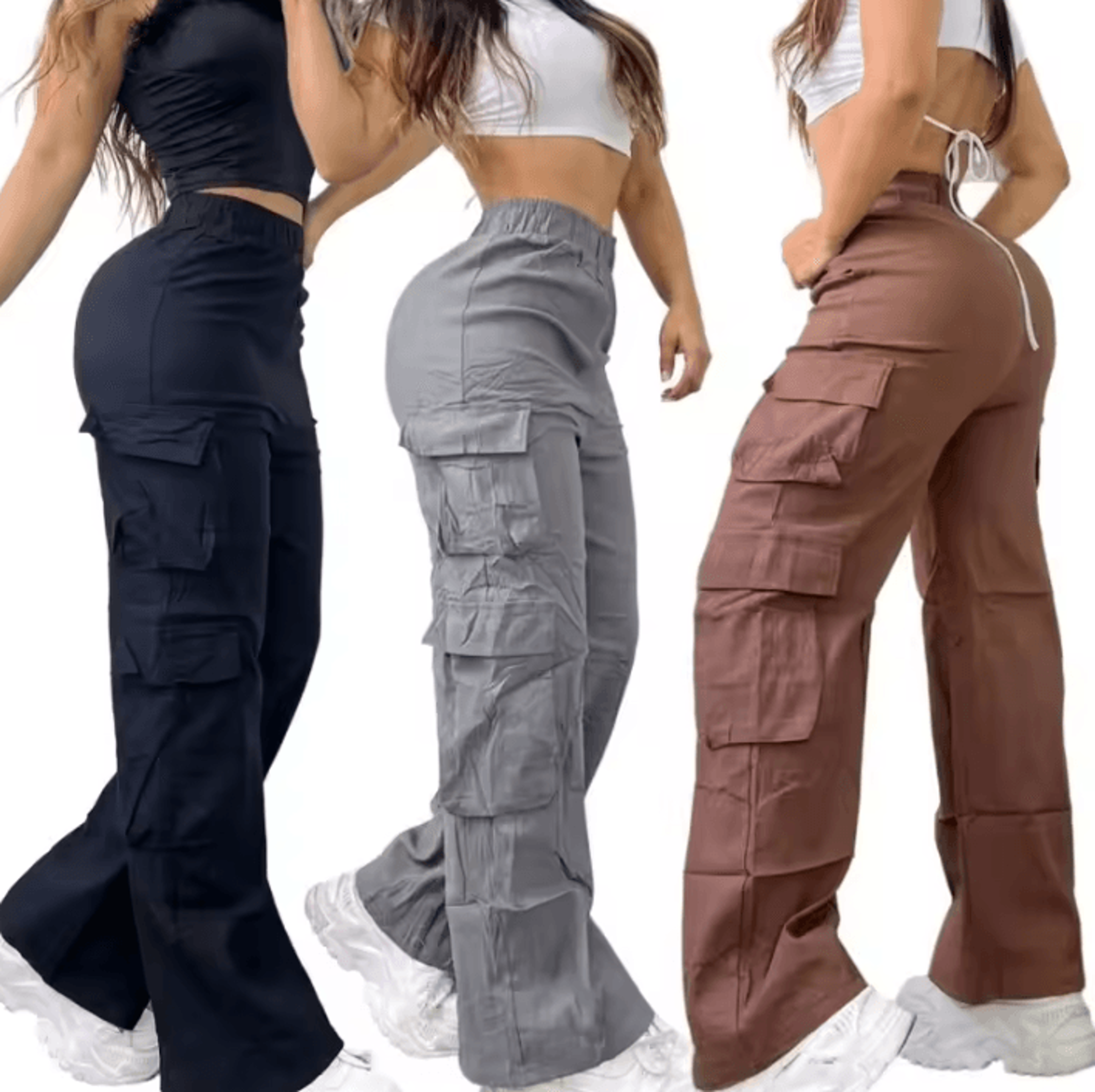 streetmuse women's high waist wide leg cargo pants