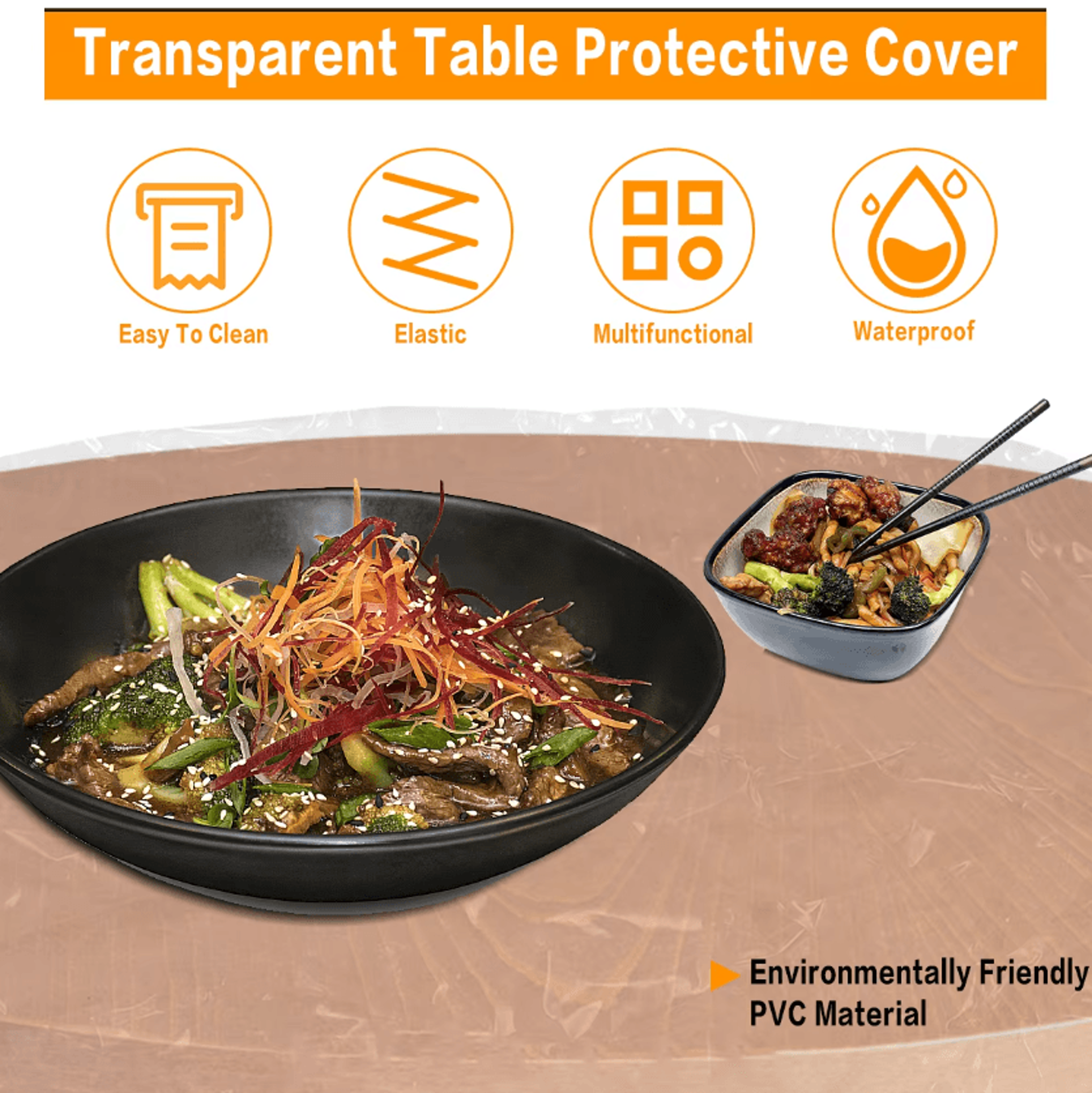 Transparent Elastic Round Tablecloth Waterproof PVC Fitted Table Protector 3