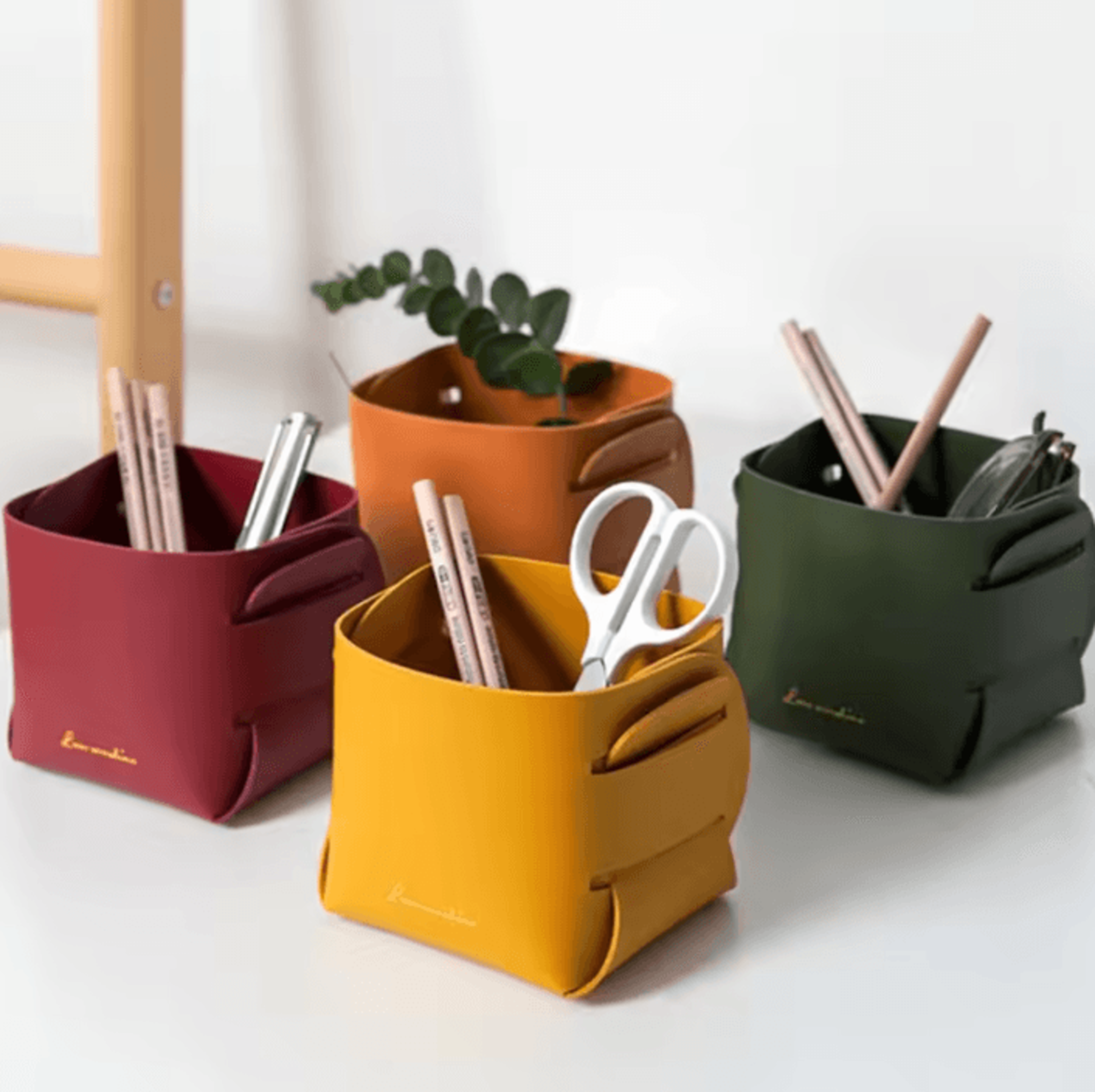 nordicfold pu leather folding storage tray for desk and home organization