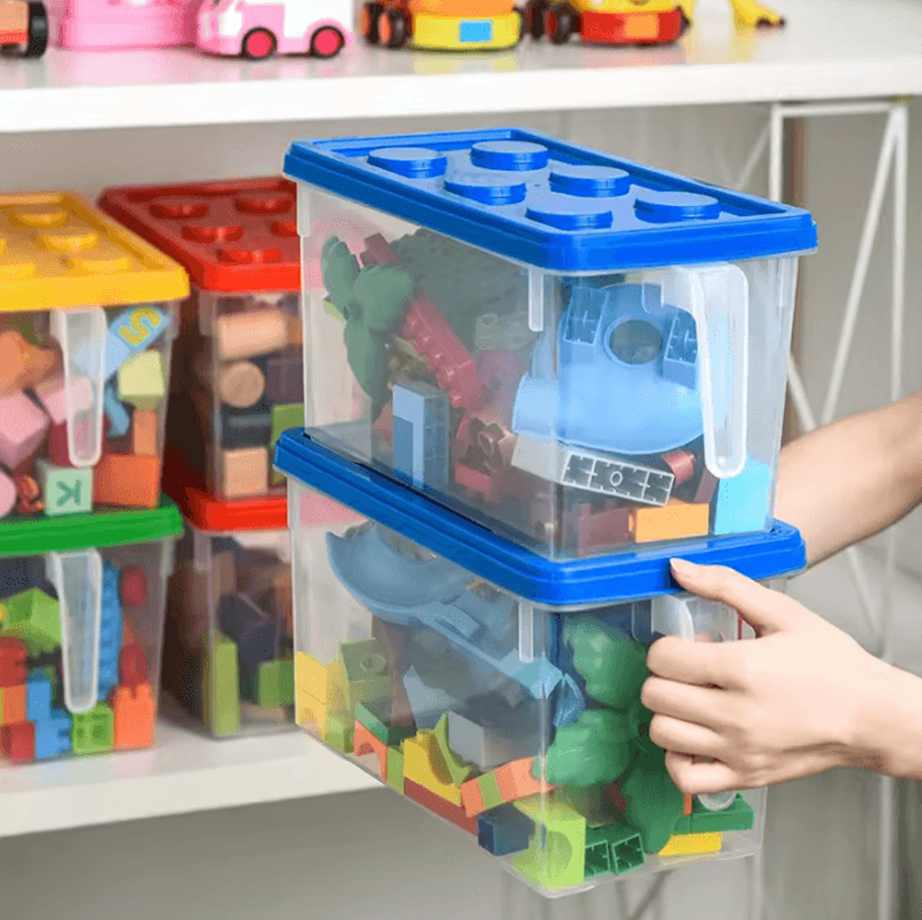 BlockNest Stackable Kids Building Block Storage Box With Carry Handle 2
