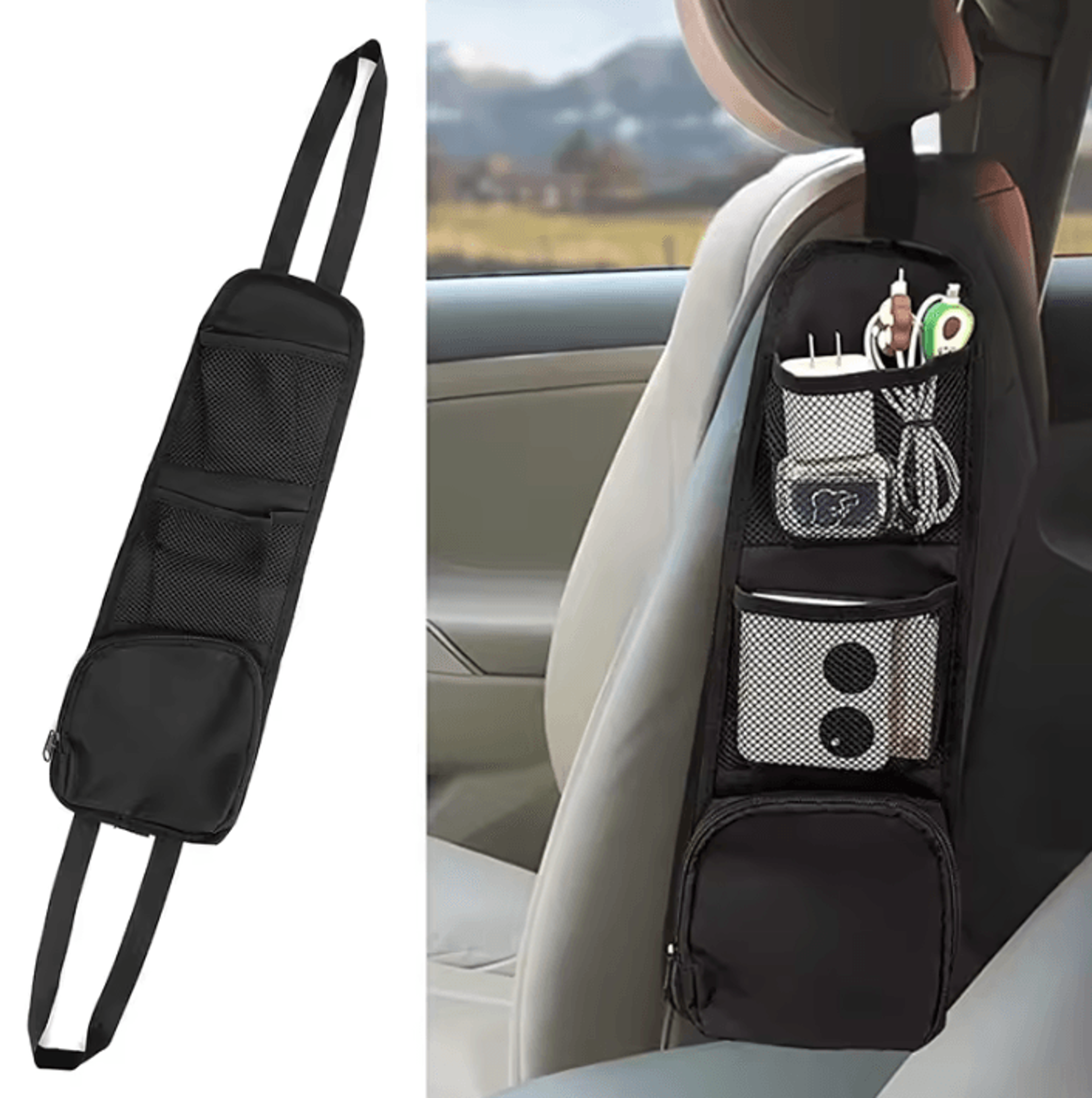 SeatMate MultiPocket Car Seat Side Organizer With Drink And Phone Holder 1