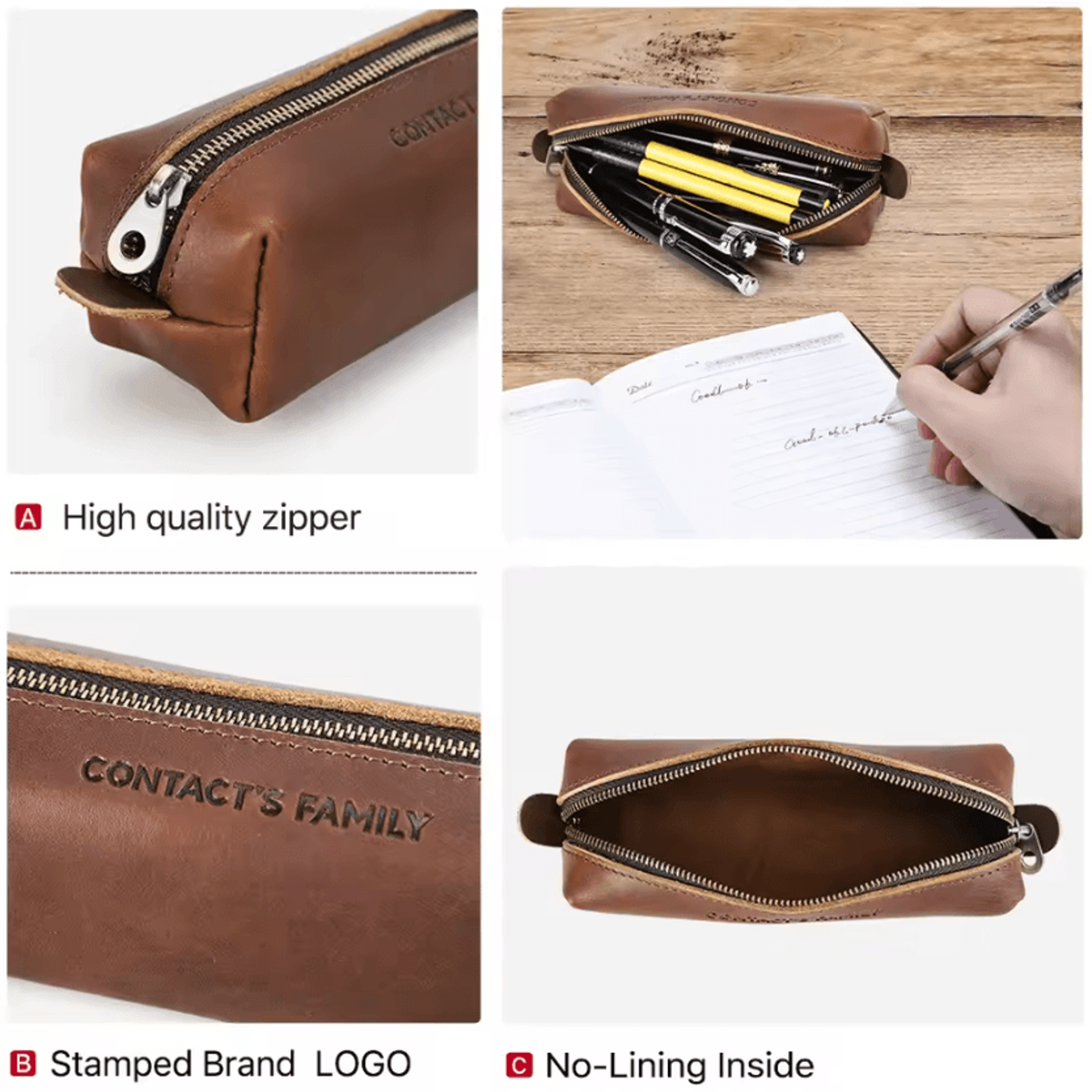 HeritagePen Retro Leather Pencil Case For School And Office Organization 2