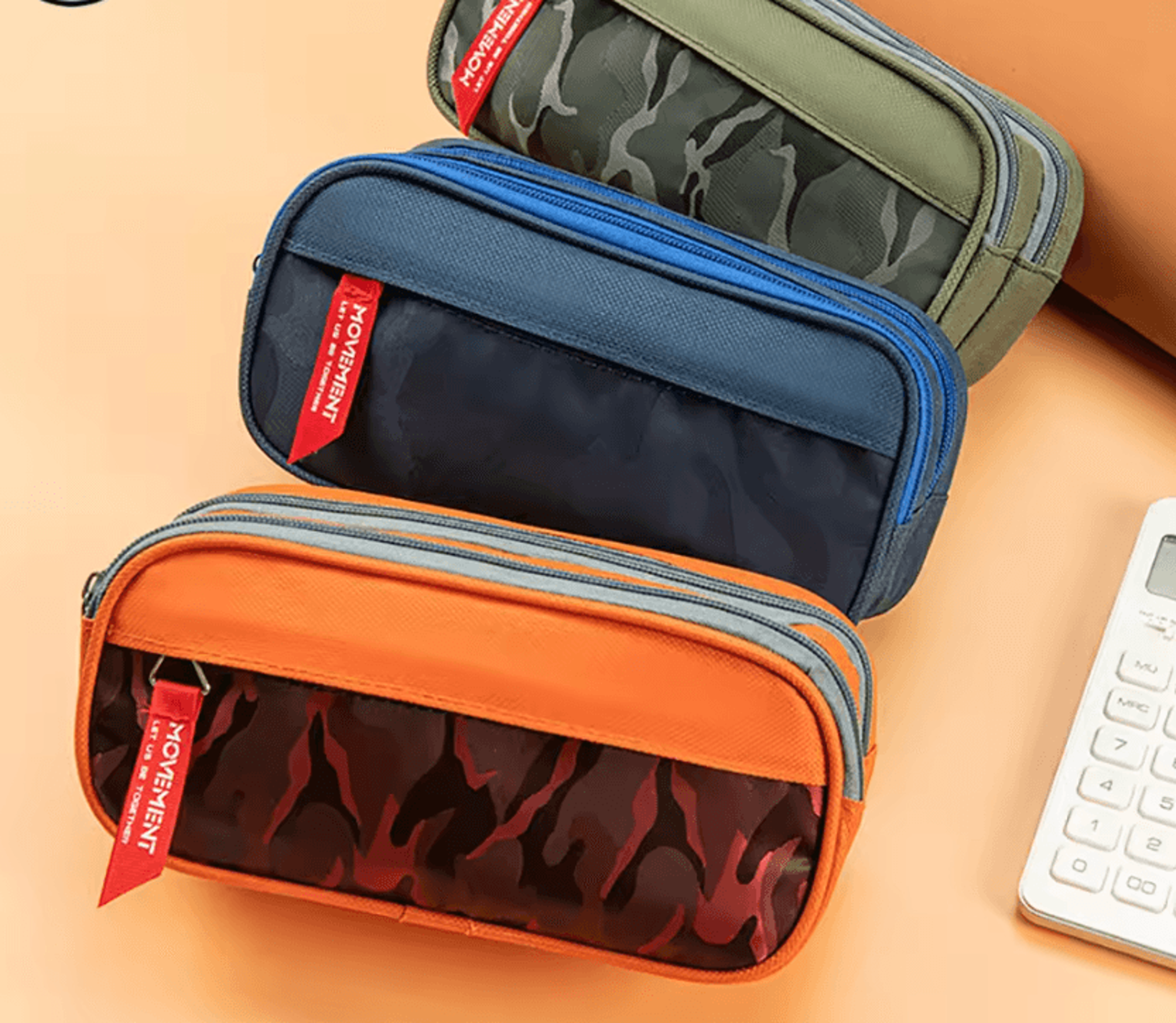 camotrail double zipper canvas pencil case for school and everyday storage