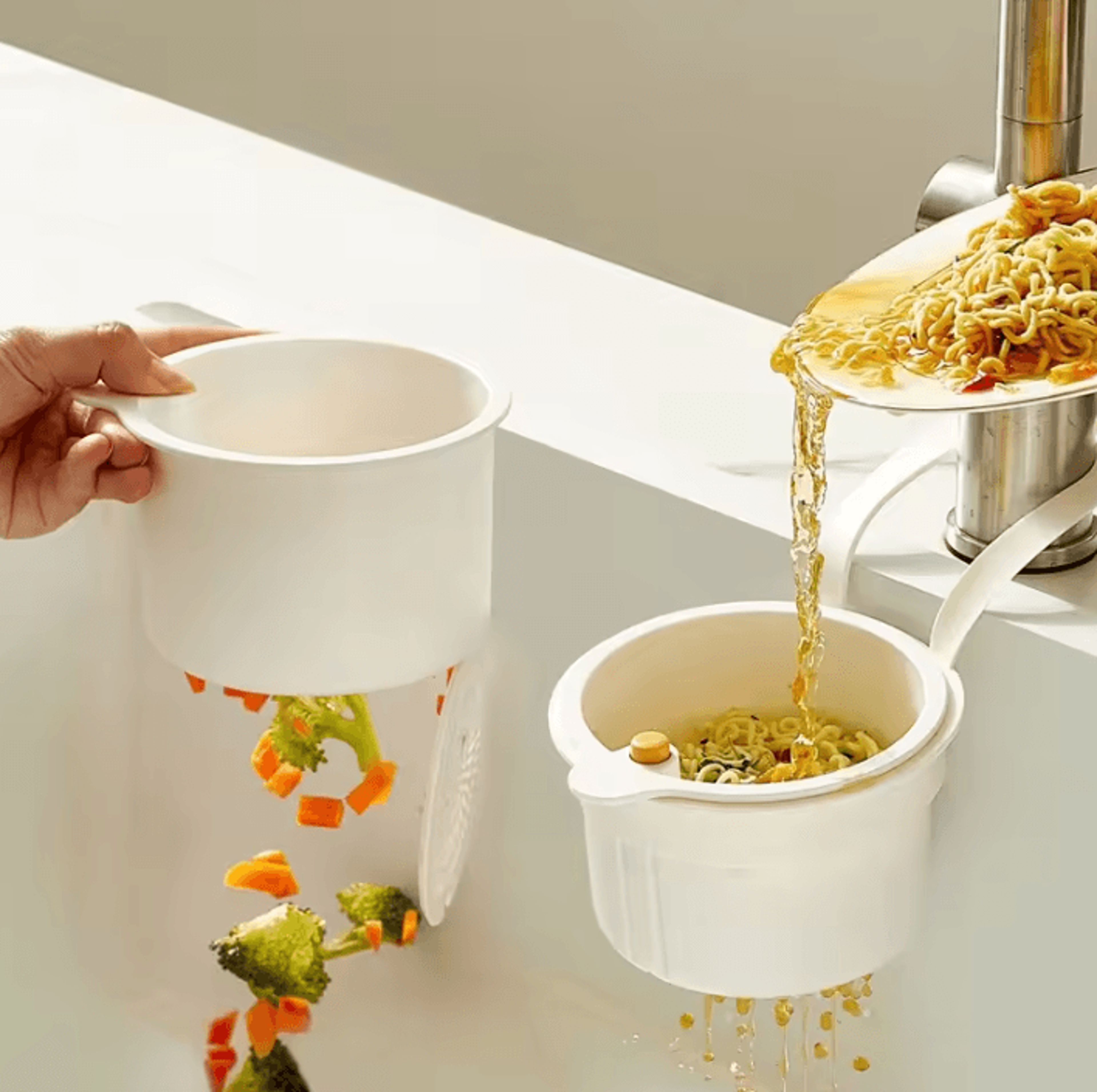 DrainEase Adjustable Hanging Sink Strainer Basket For Quick Kitchen Drainage 0