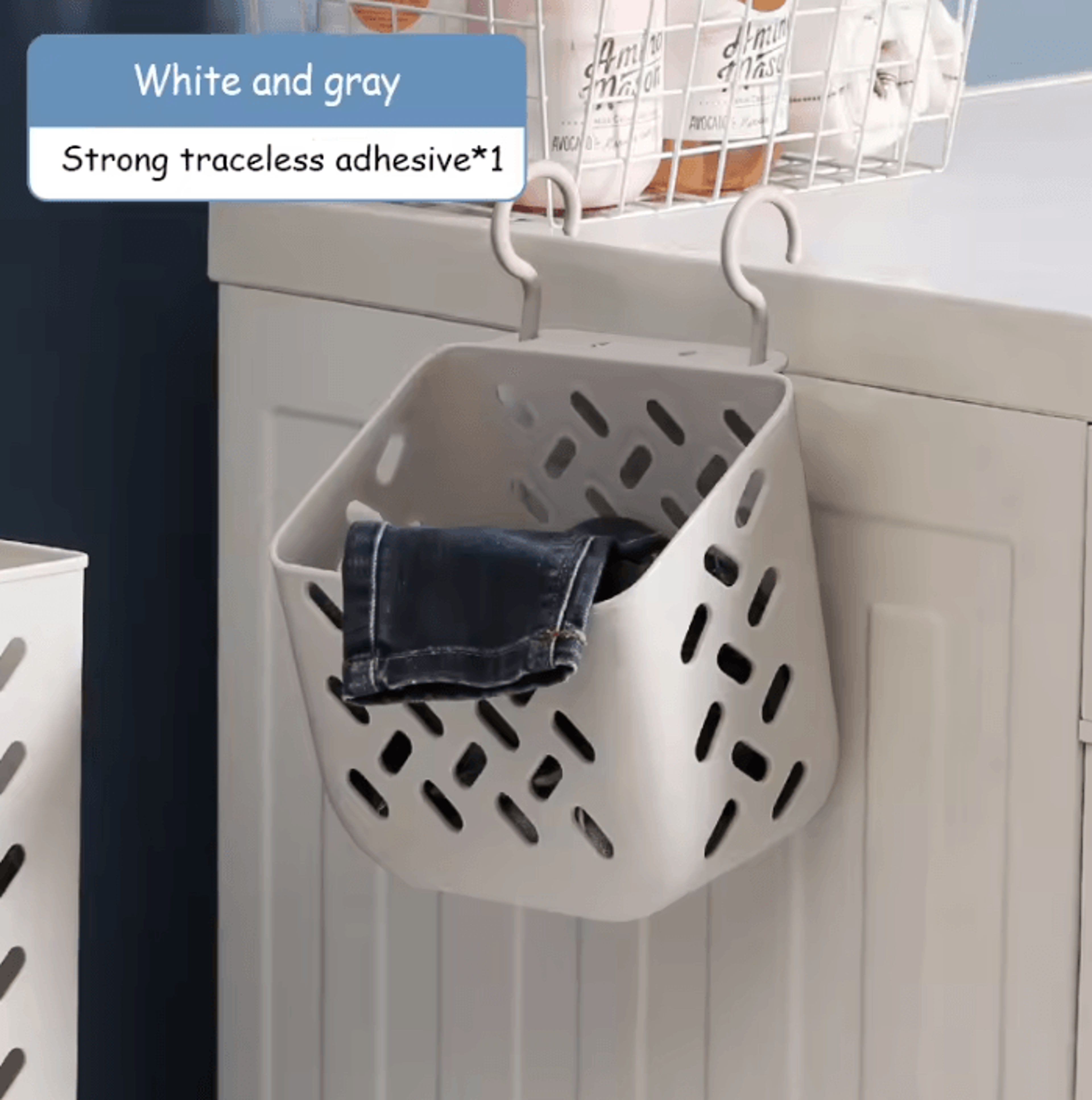 FoldNest Large WallMounted Folding Storage Basket With Removable Fabric Liner 5