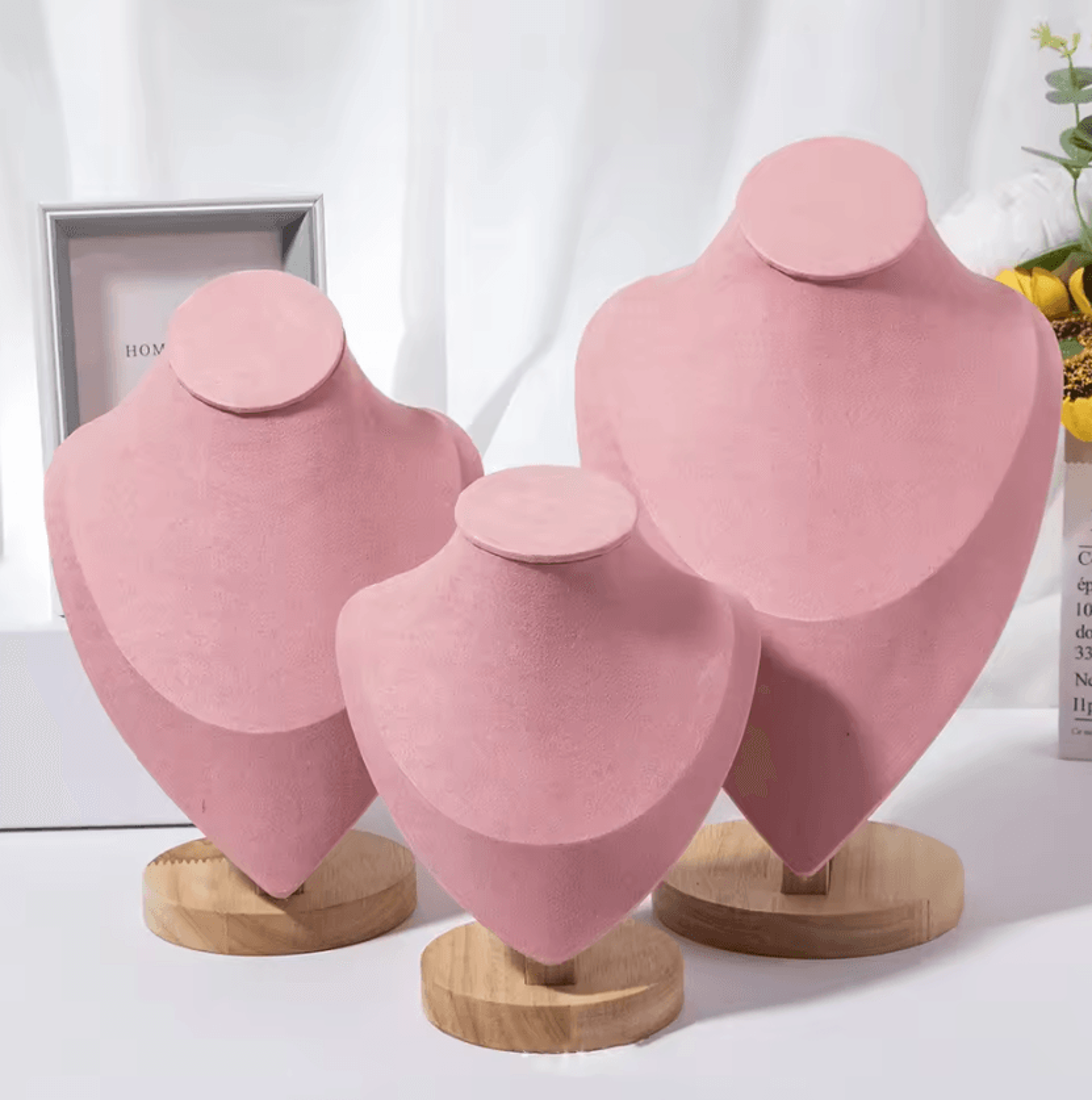 neckluxe wooden mannequin bust necklace display stand for elegant jewelry showcases