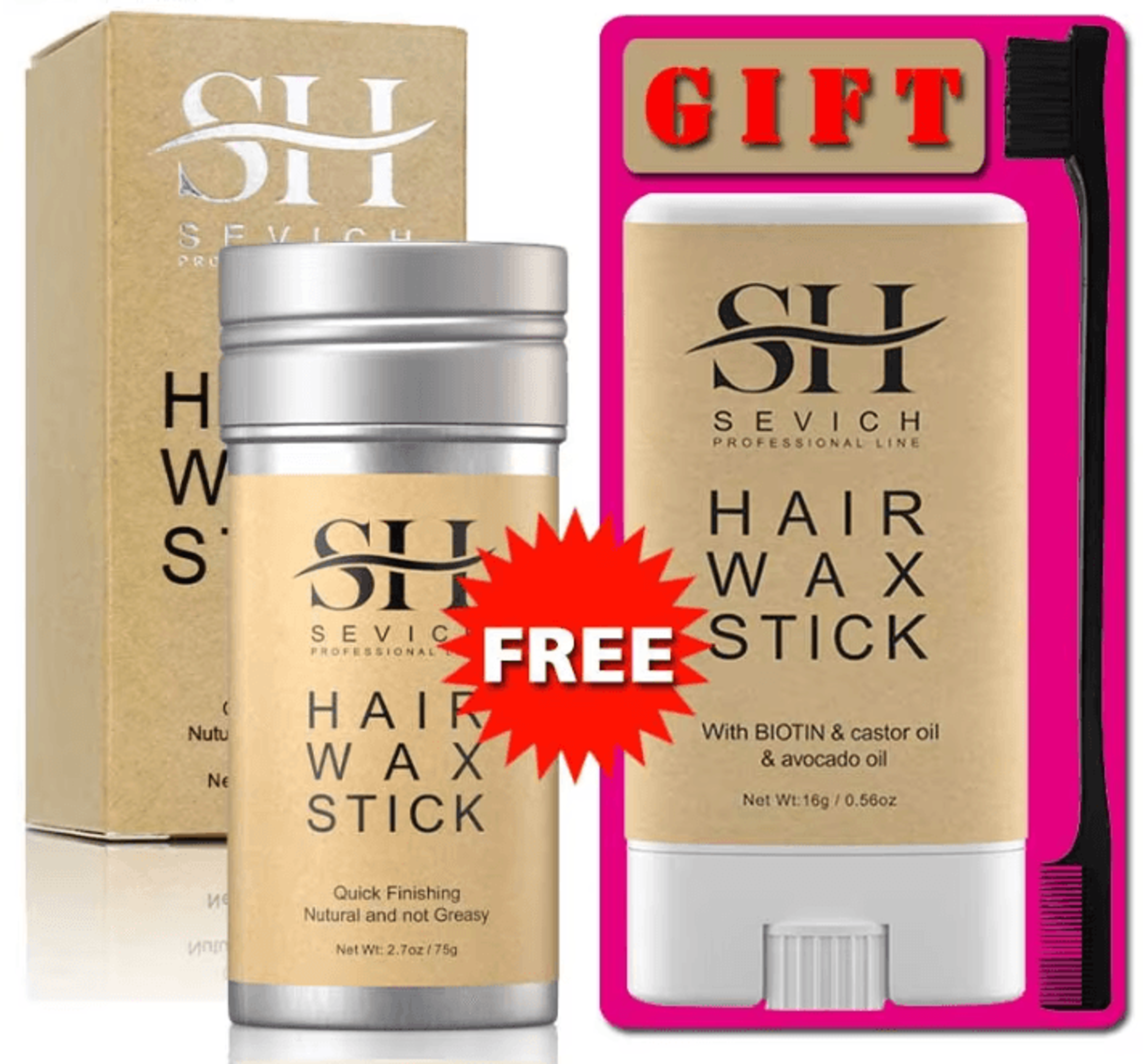 sleektame hair wax stick and styling comb set for flyaways and smooth hairstyles