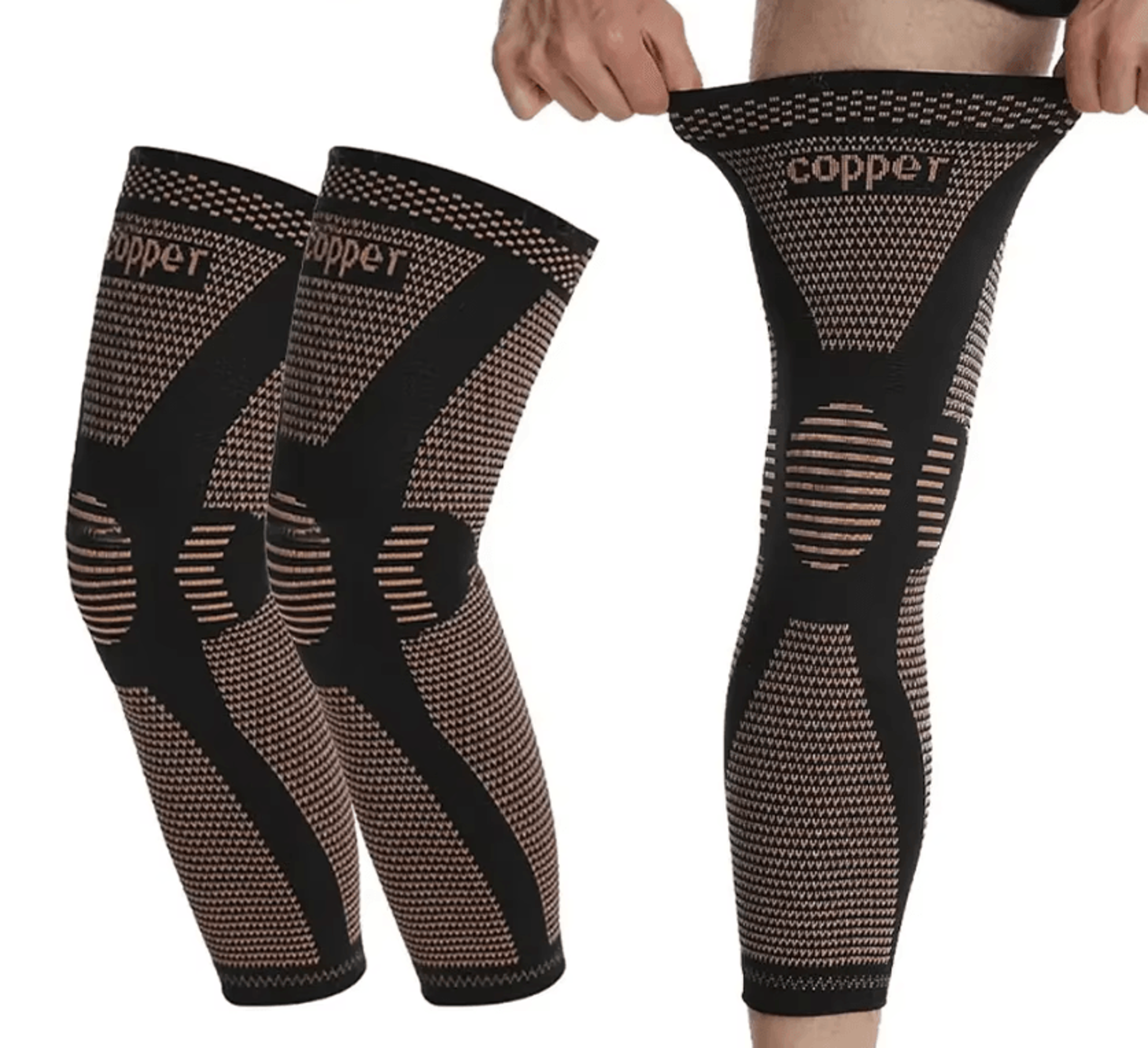 CopperFlex Full Leg Compression Sleeve For Thigh Knee And Calf Support 0