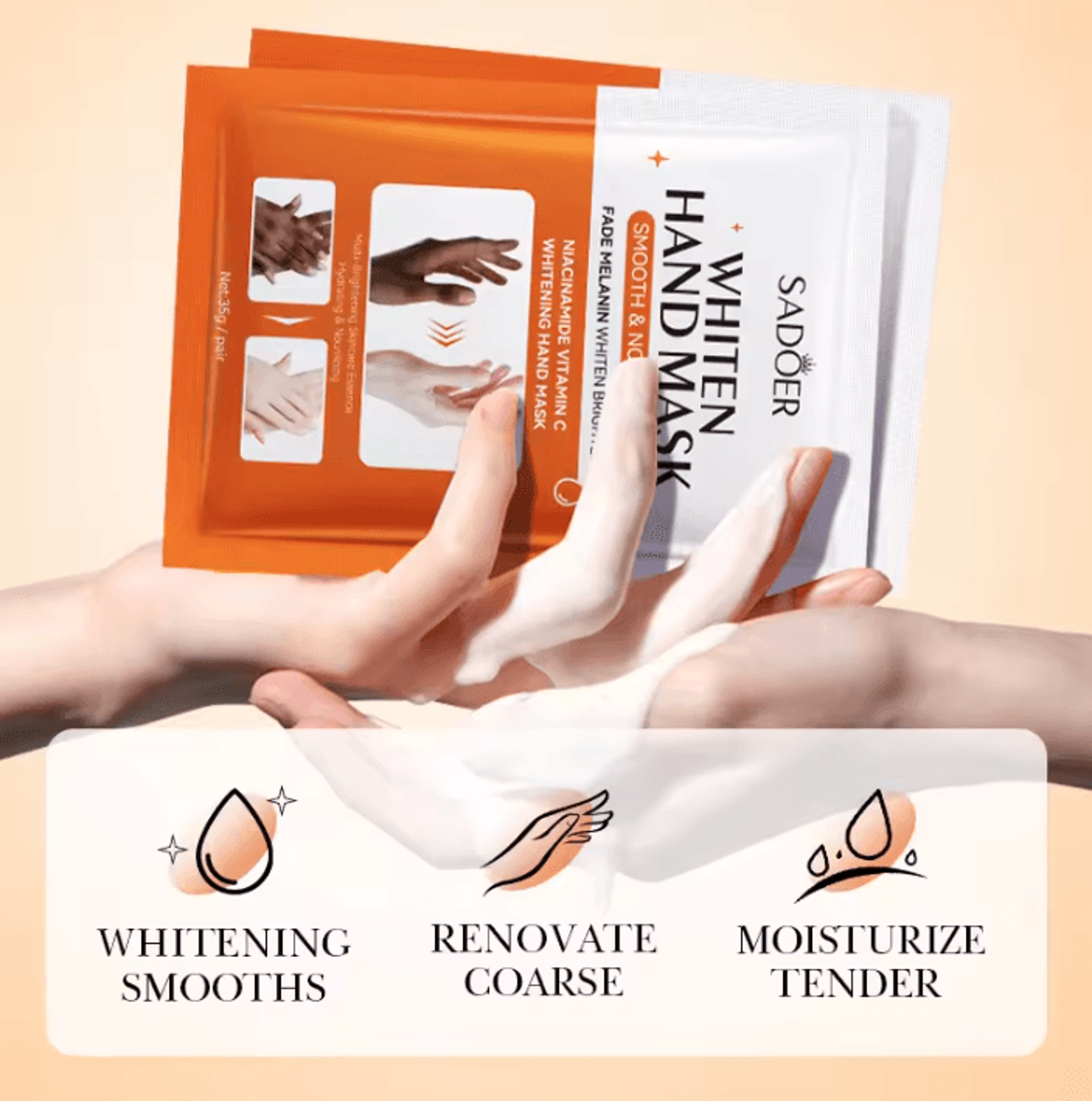 SADOER Niacinamide Moisturizing Hand Mask Gloves For Soft And Radiant Skin 2