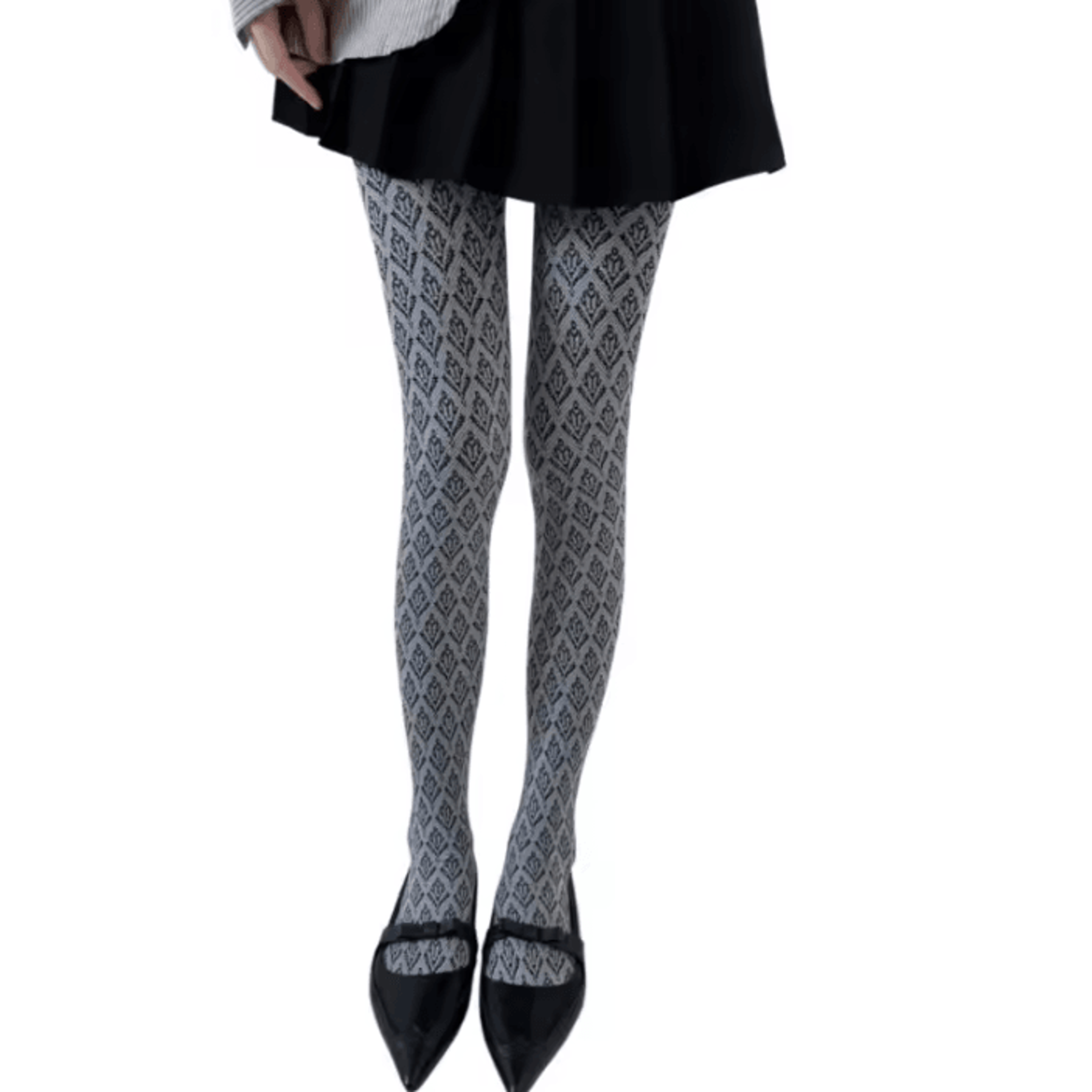 VintageBloom Dark Floral Jacquard Tights For Women With Elegant JapaneseInspired Design 3