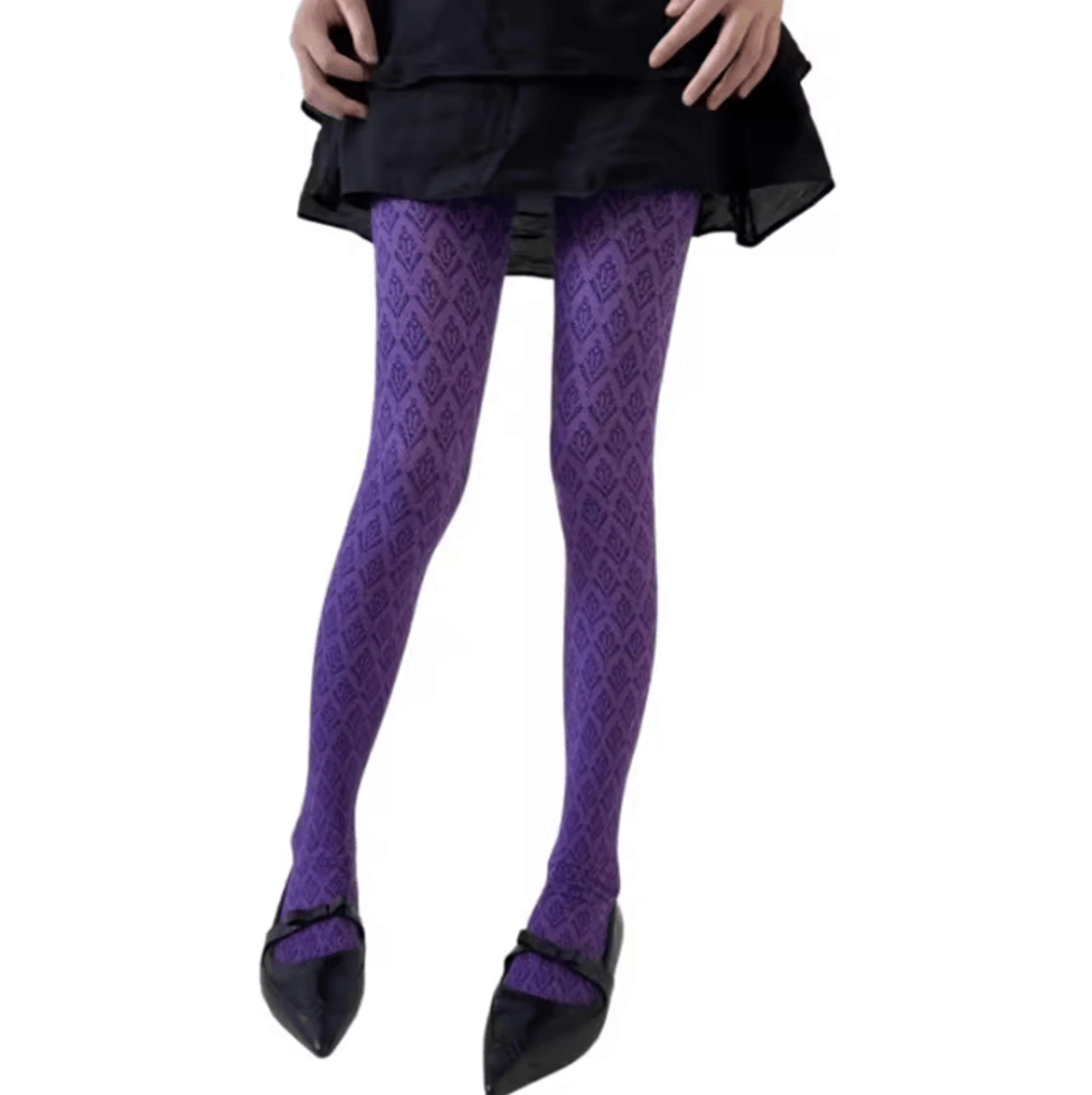 VintageBloom Dark Floral Jacquard Tights For Women With Elegant JapaneseInspired Design 7