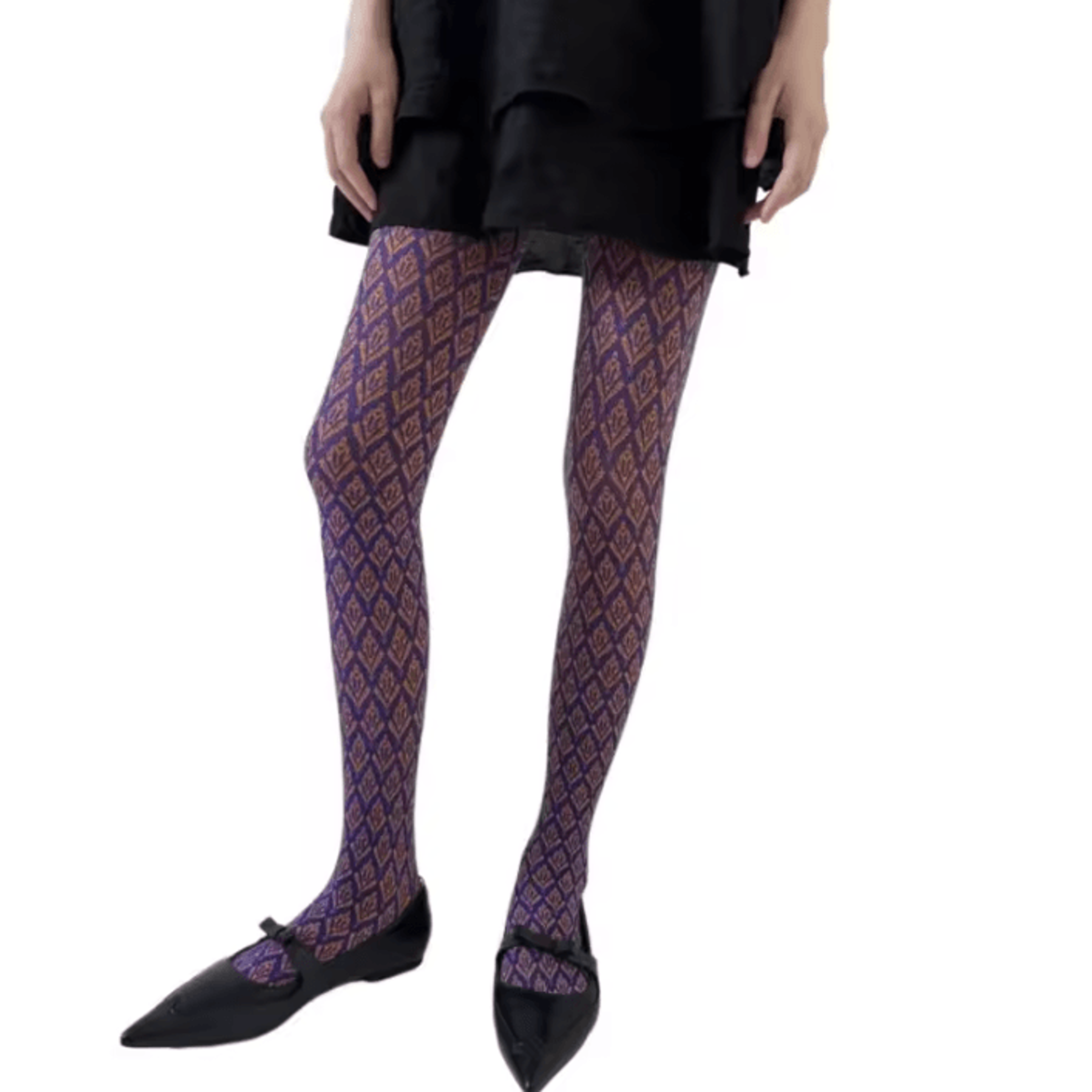 VintageBloom Dark Floral Jacquard Tights For Women With Elegant JapaneseInspired Design 6