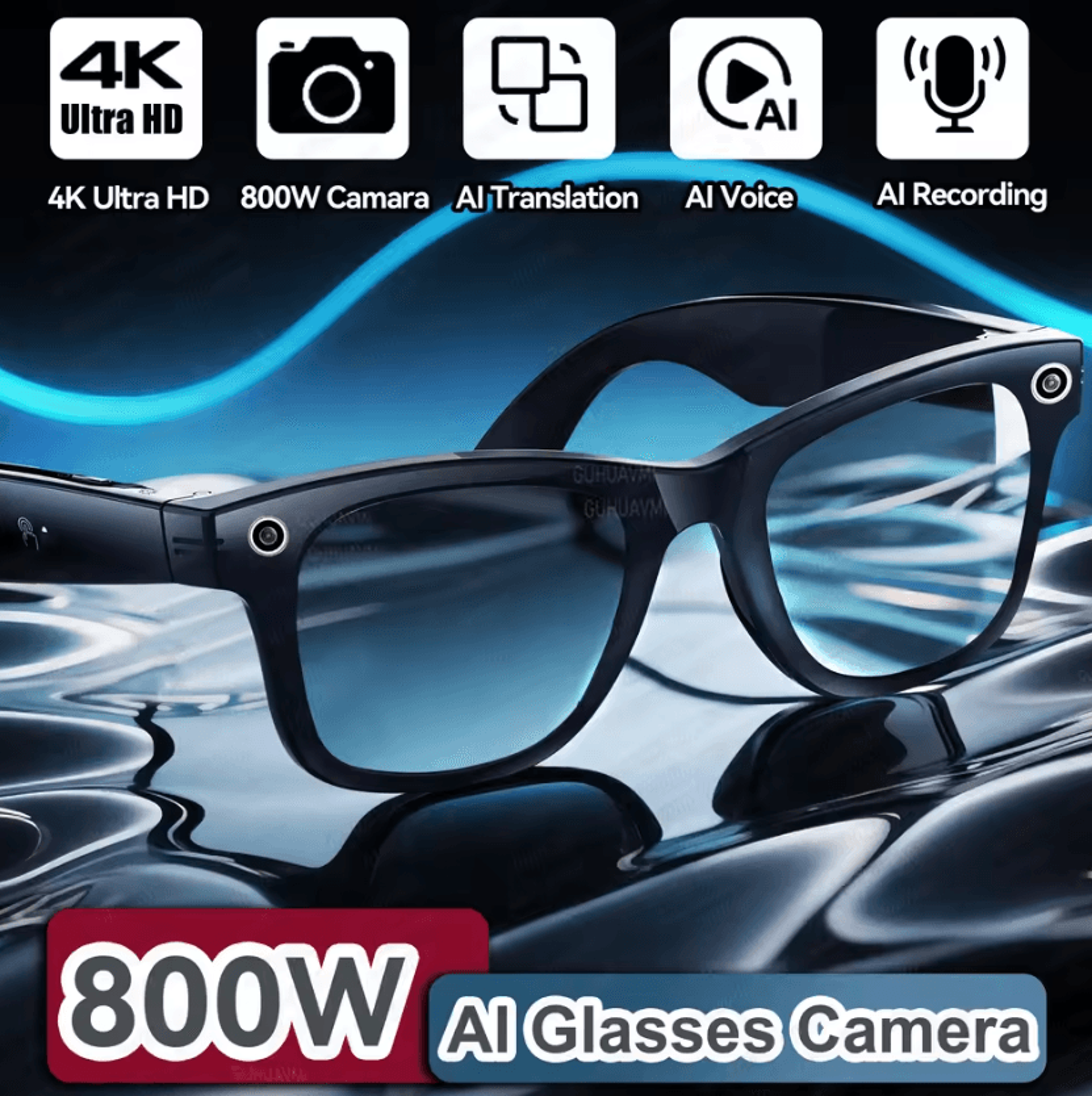 VisionSync AI Smart Camera Glasses With Translation Video Recording And ColorChanging Lenses 0