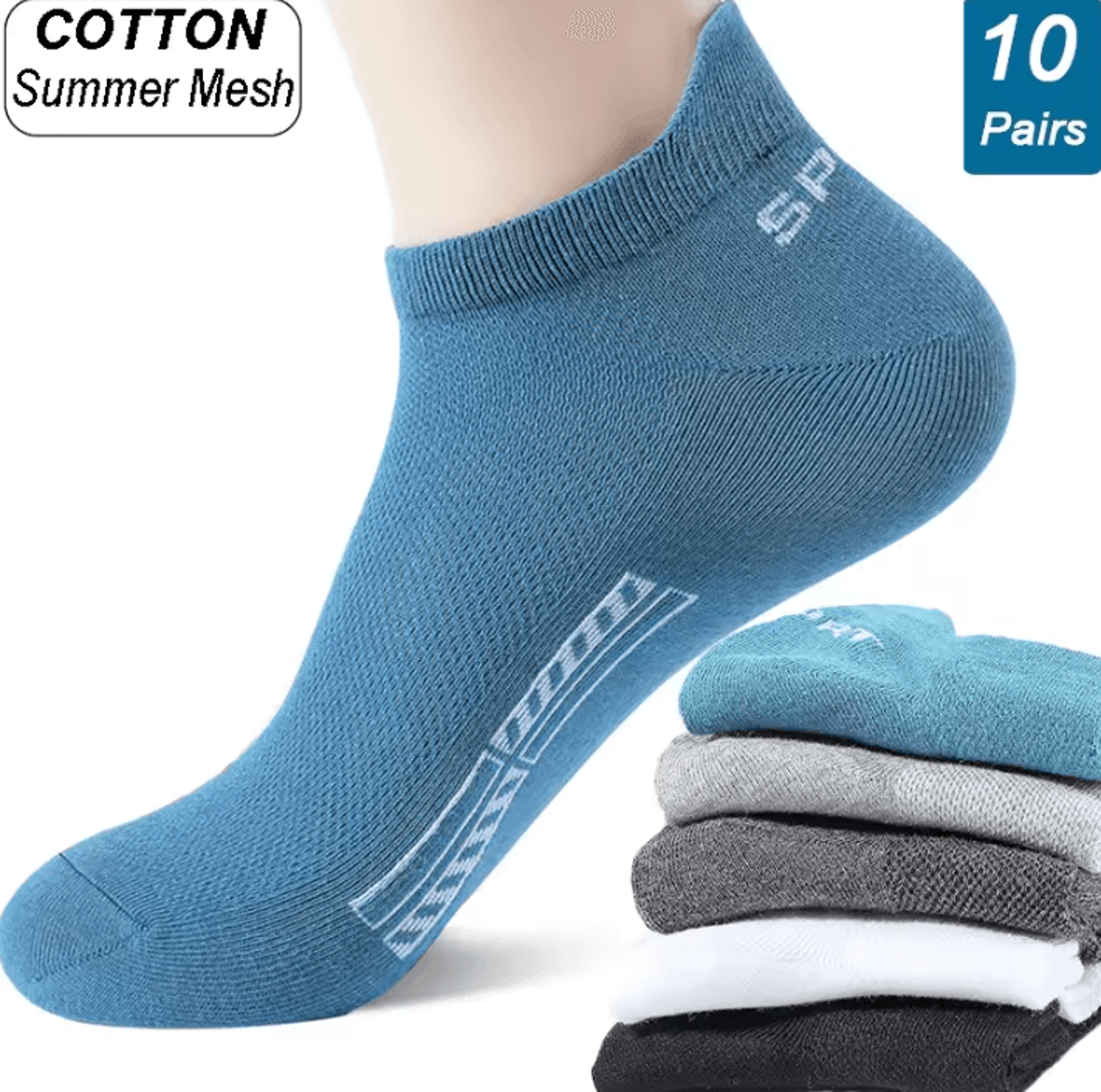 aerostep 10-pair men's breathable cotton ankle socks for sports and everyday comfort