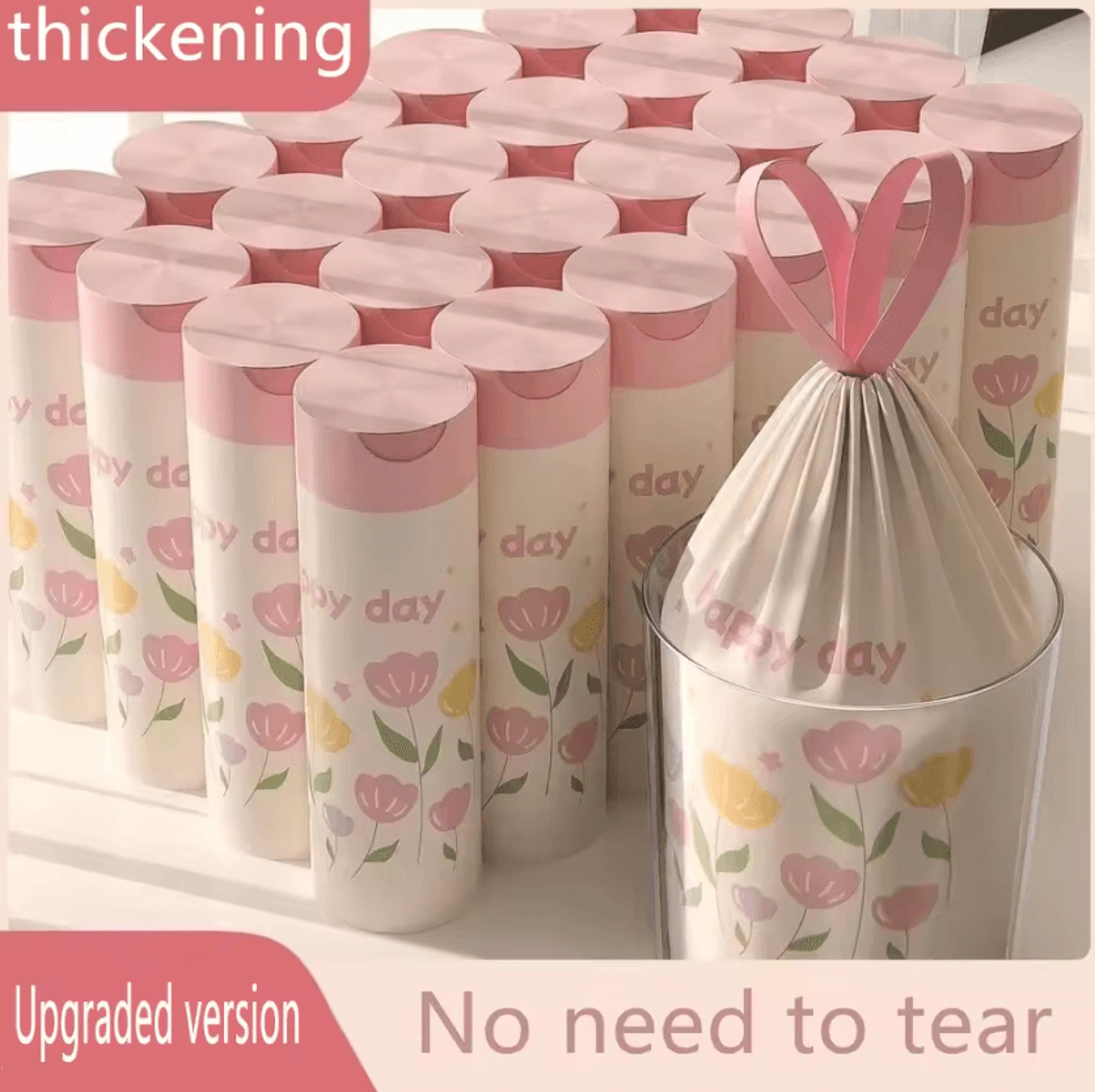LavenderFresh 100Pack Scented Drawstring Trash Bags For Easy Household Waste Disposal 1