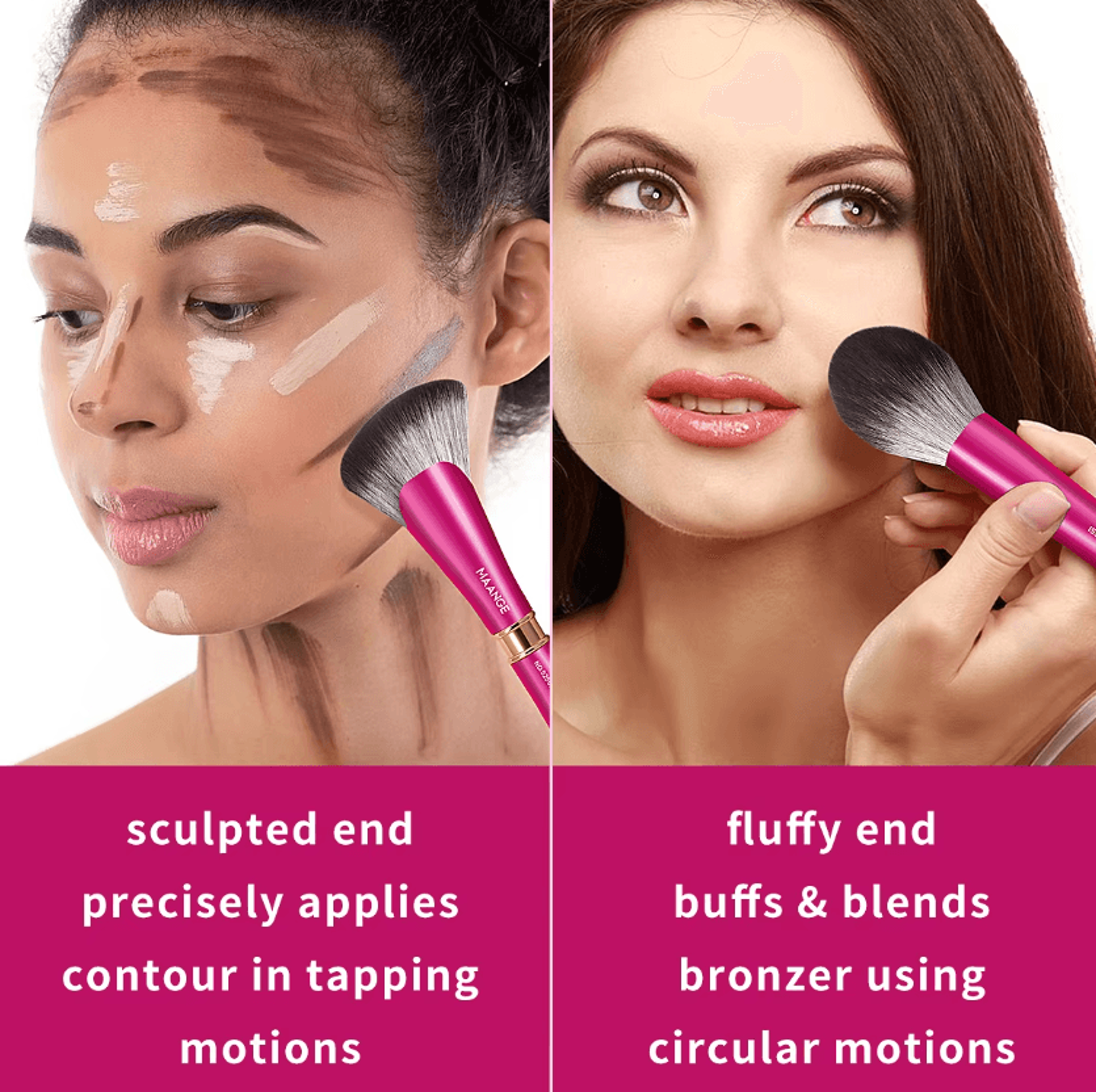MAANGE DuoGlow DoubleHeaded Fan Makeup Brush For Smooth Blending And Flawless Application 2