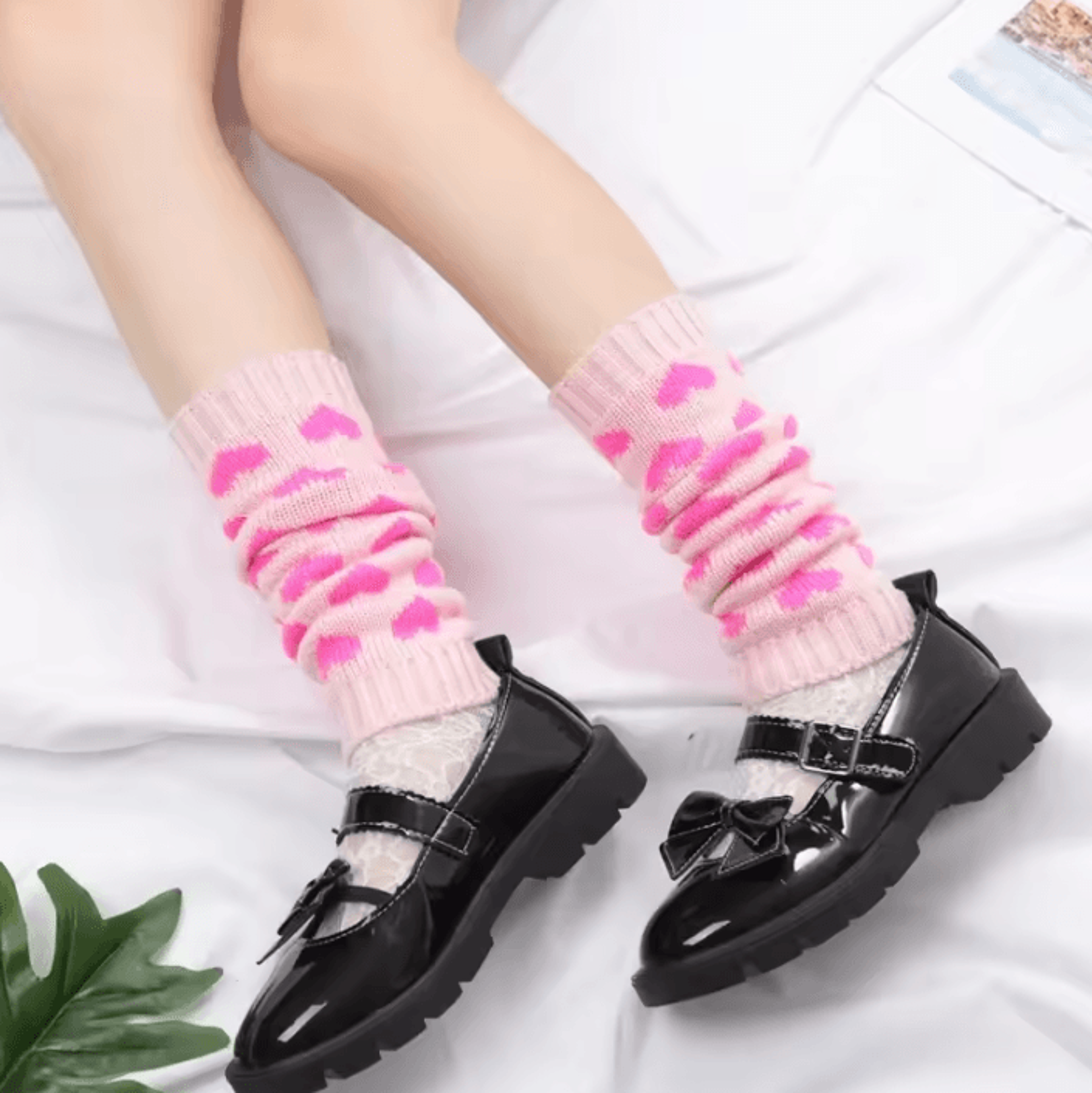 HeartKnit Y2K Lolita Leg Warmers For Women With Cute Heart Design 4
