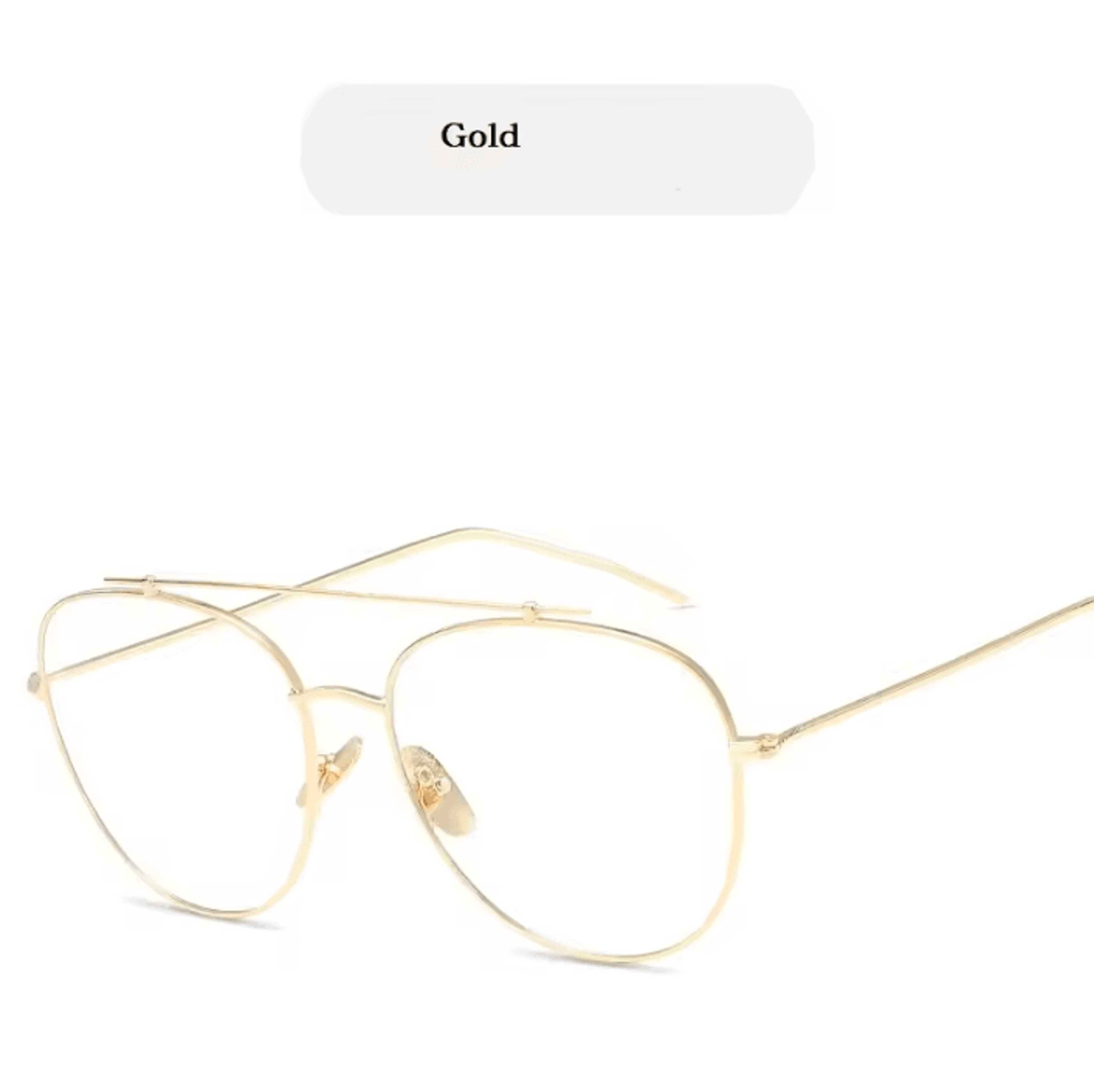 GoldenEra Oversized Square Metal Eyeglasses With Vintage Gold Frame 2