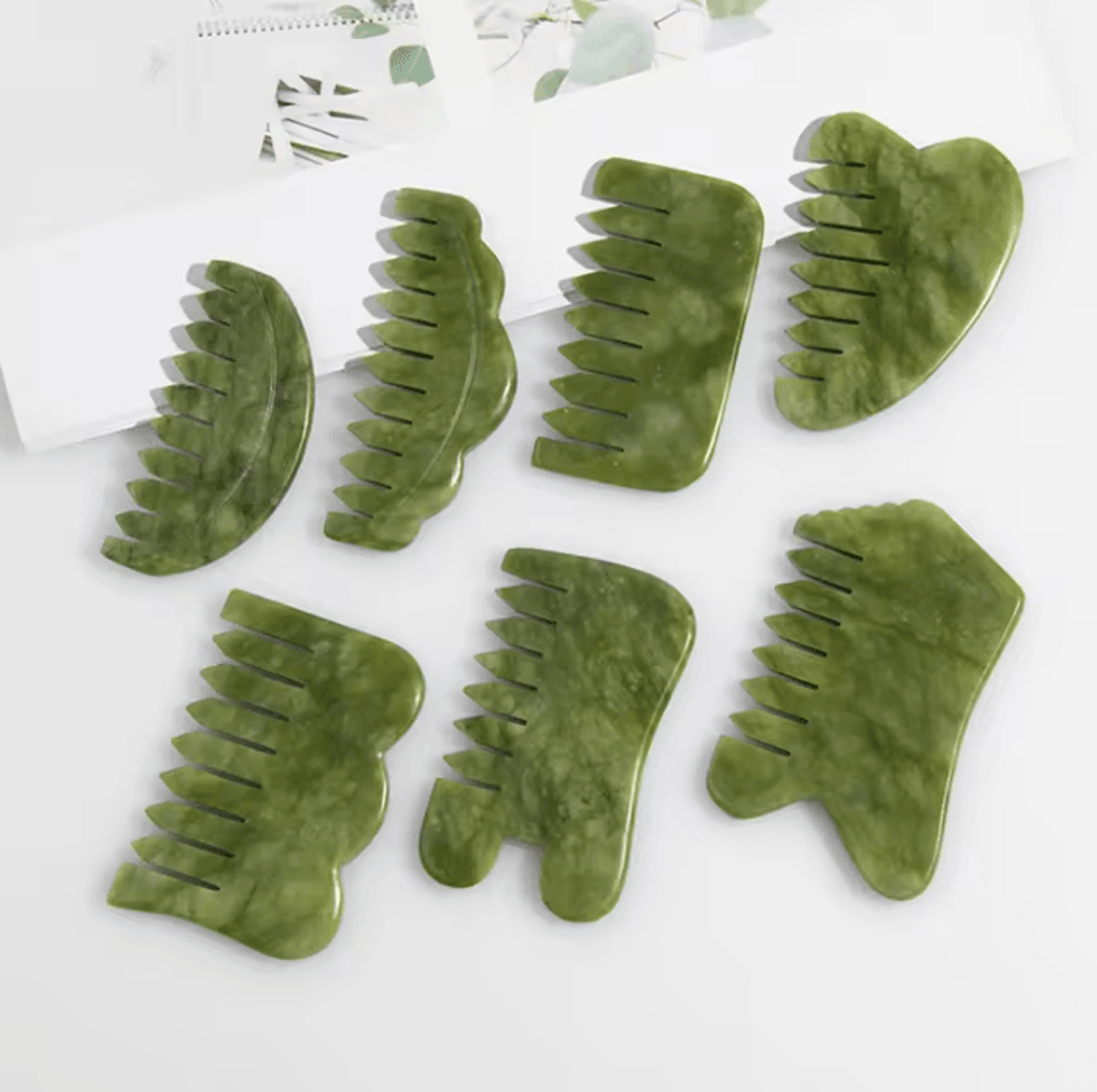 JadeHarmony Natural Jade Comb Gua Sha Massage Tool For Face And Body 1