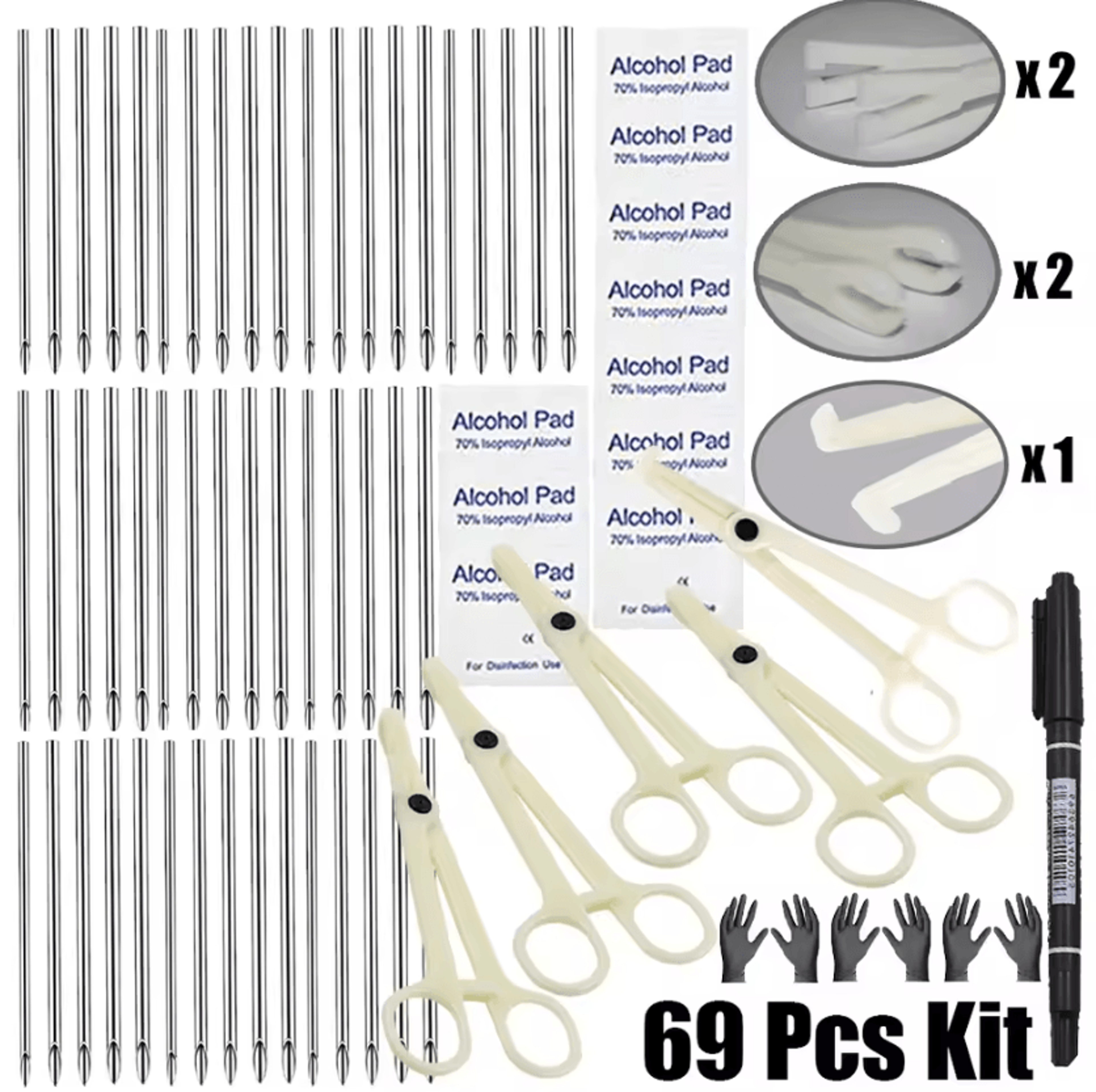 PierceReady Professional Disposable Body Piercing Kit With Needles And Clamps 7