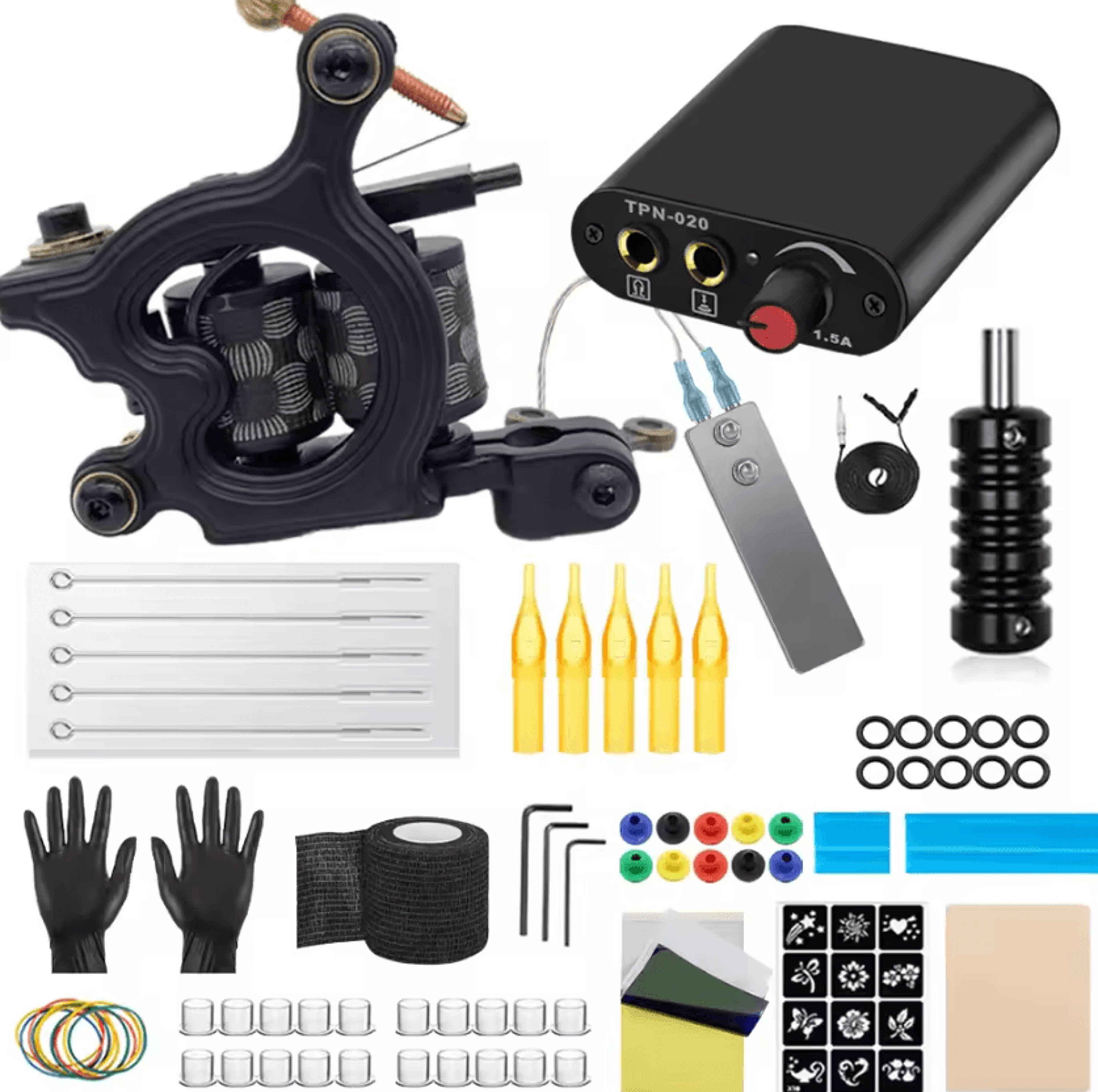InkForge Pro 10 Wrap Coil Tattoo Machine Kit With Power Supply Needles And Inks 4