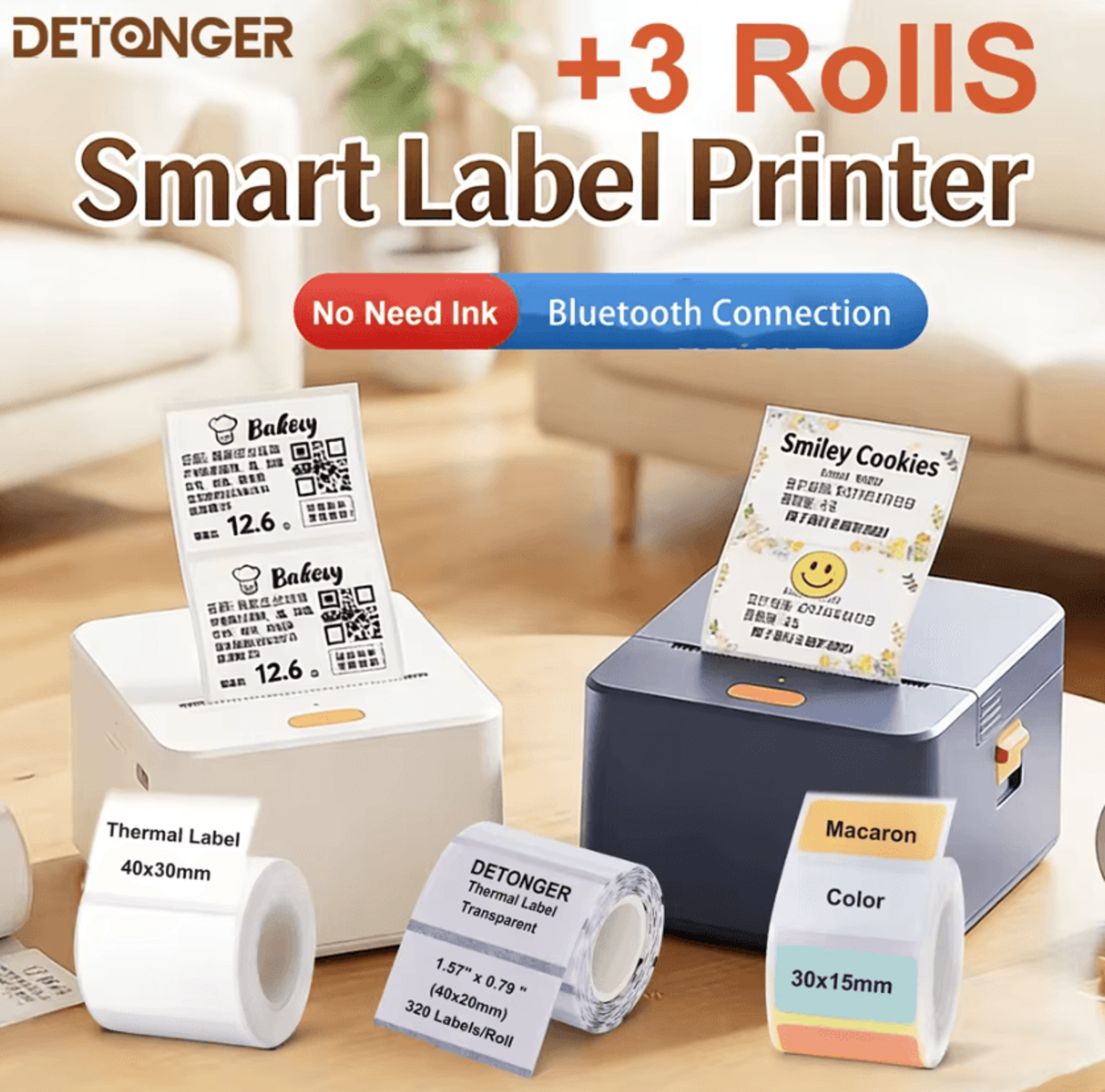 DETONGER P1 PocketPrint Mini Wireless Thermal Label Printer For Creative Stickers And Organization 0