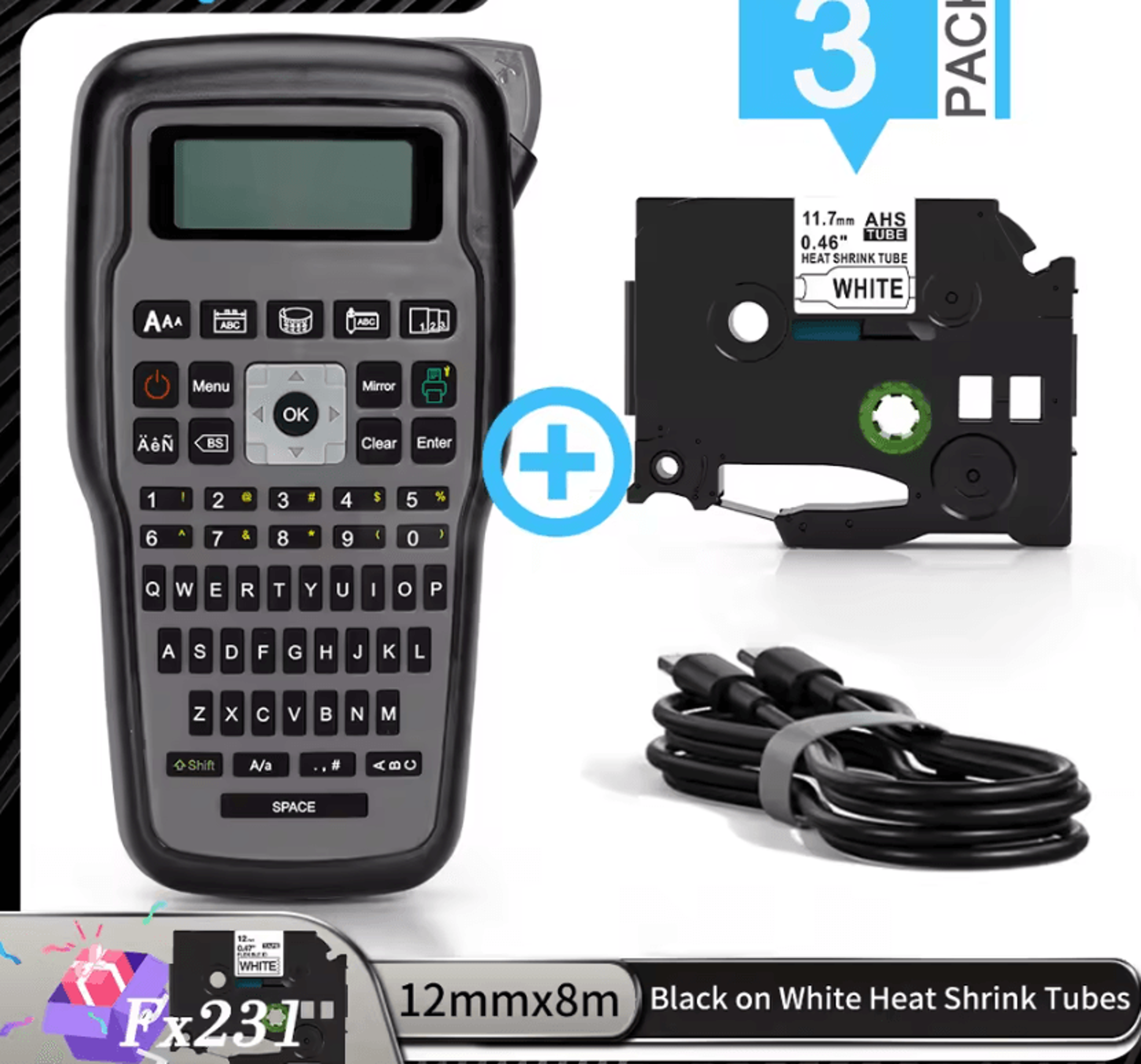 E1000 PRO Industrial Label Maker With Keyboard For Cable Identification And Heat Shrink Tubes 18