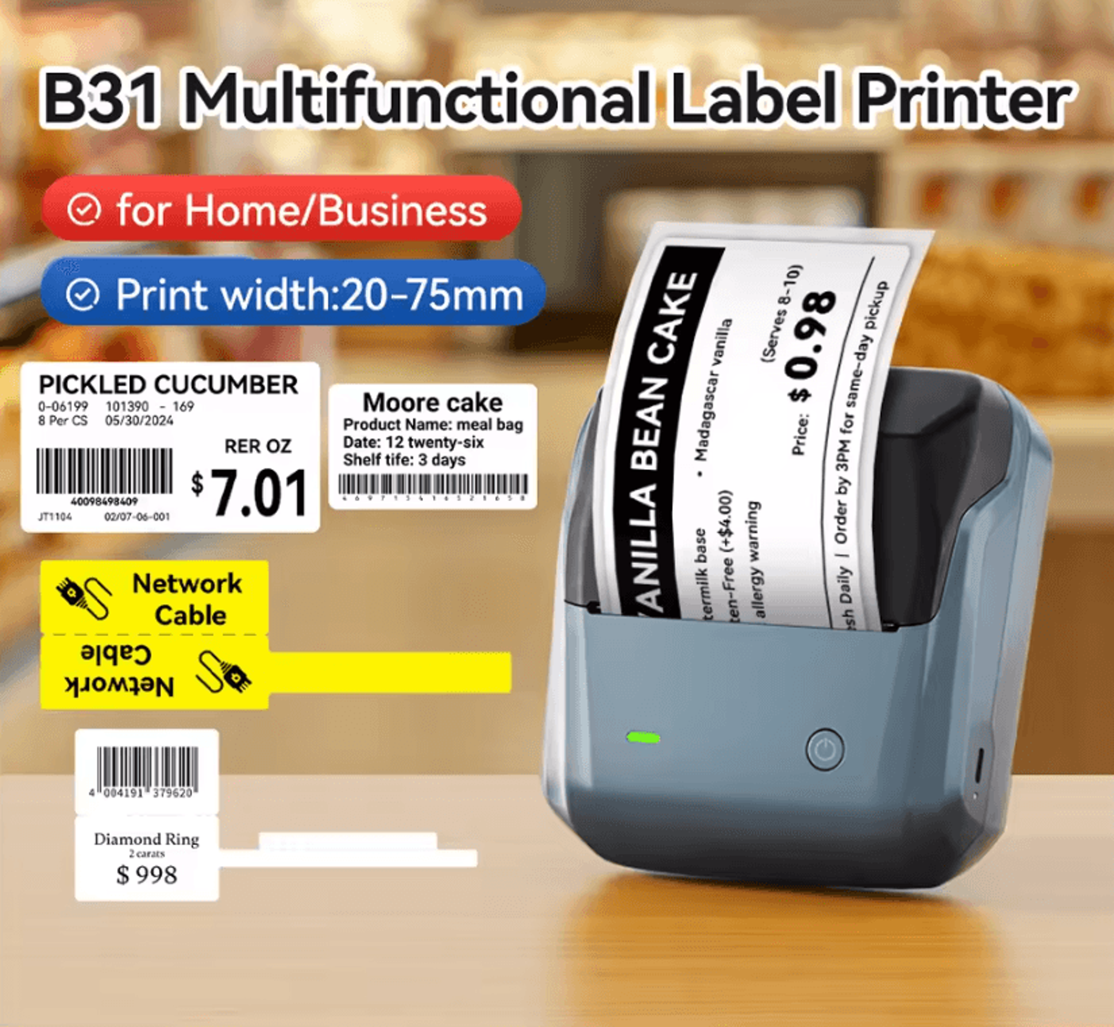 NIIMBOT B31 TagStream Wireless Thermal Label Printer For Clothing Jewelry And Retail Barcodes 0