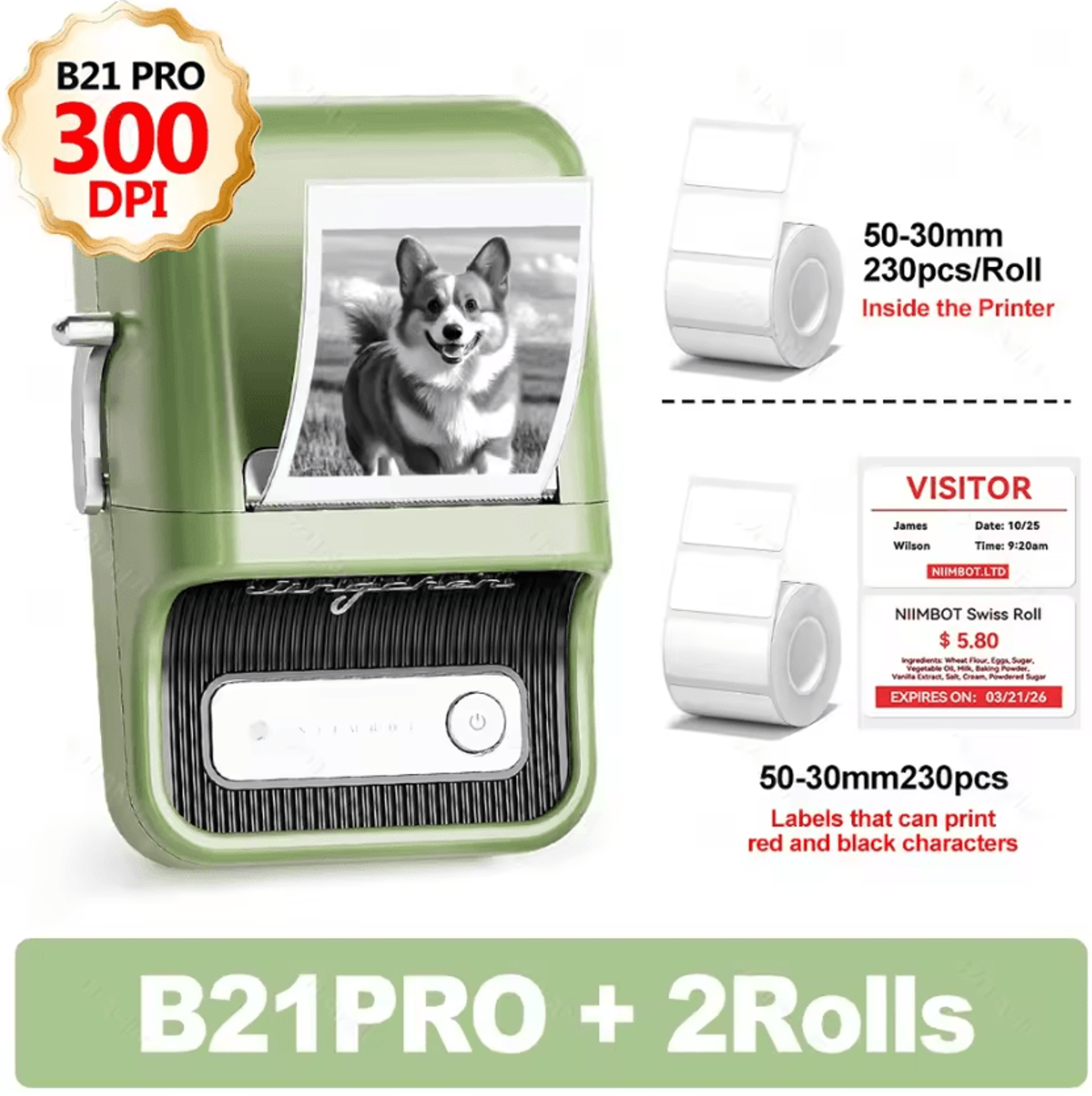 Niimbot B21 Pro ColorEdge 300 DPI Wireless Thermal Label Printer With Red And Black Printing 10