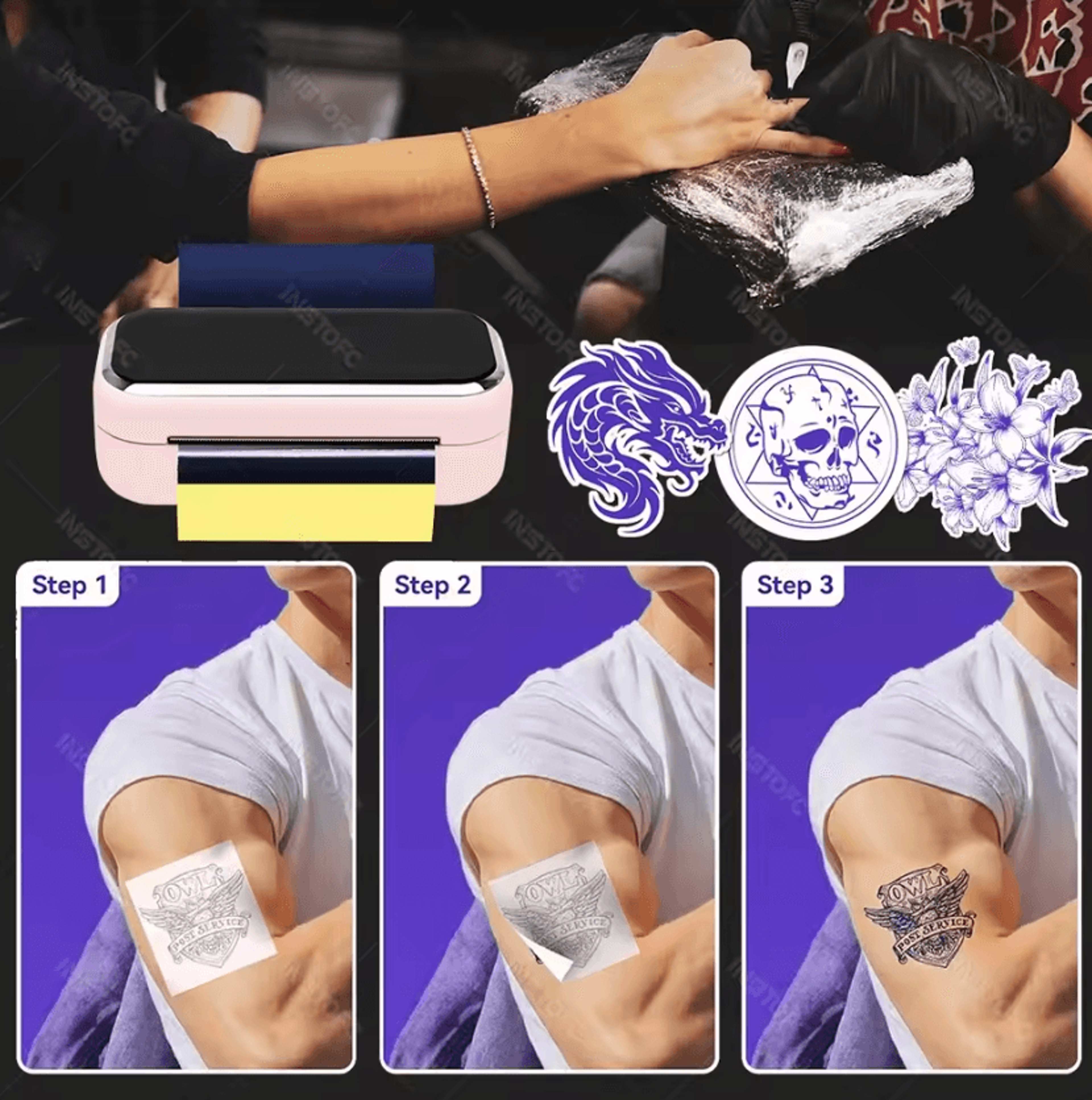 AIMO MR3 InkTrace Mini Wireless Tattoo Stencil Printer For Small Designs And 3Inch Transfer Paper 2