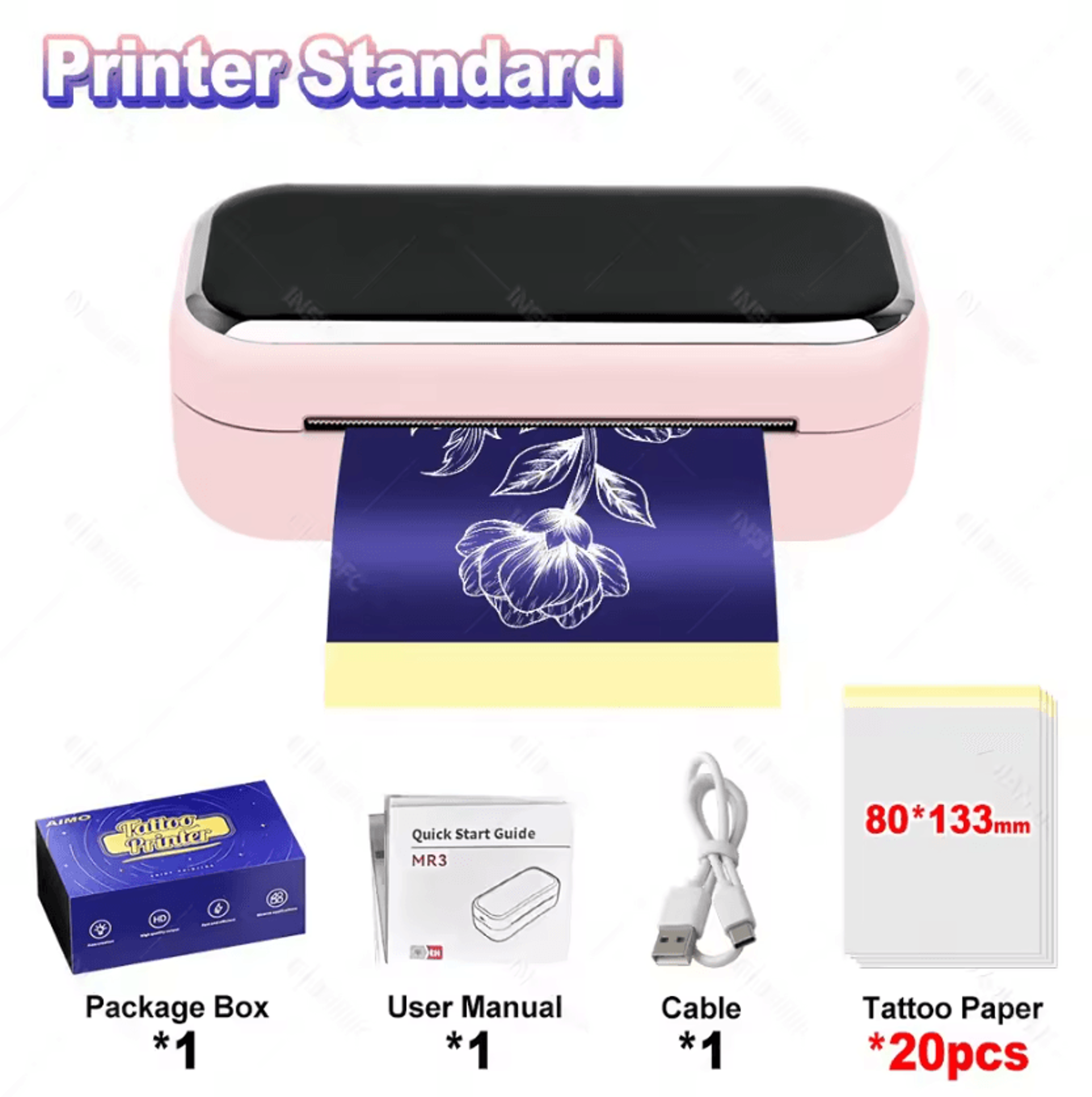 AIMO MR3 InkTrace Mini Wireless Tattoo Stencil Printer For Small Designs And 3Inch Transfer Paper 7