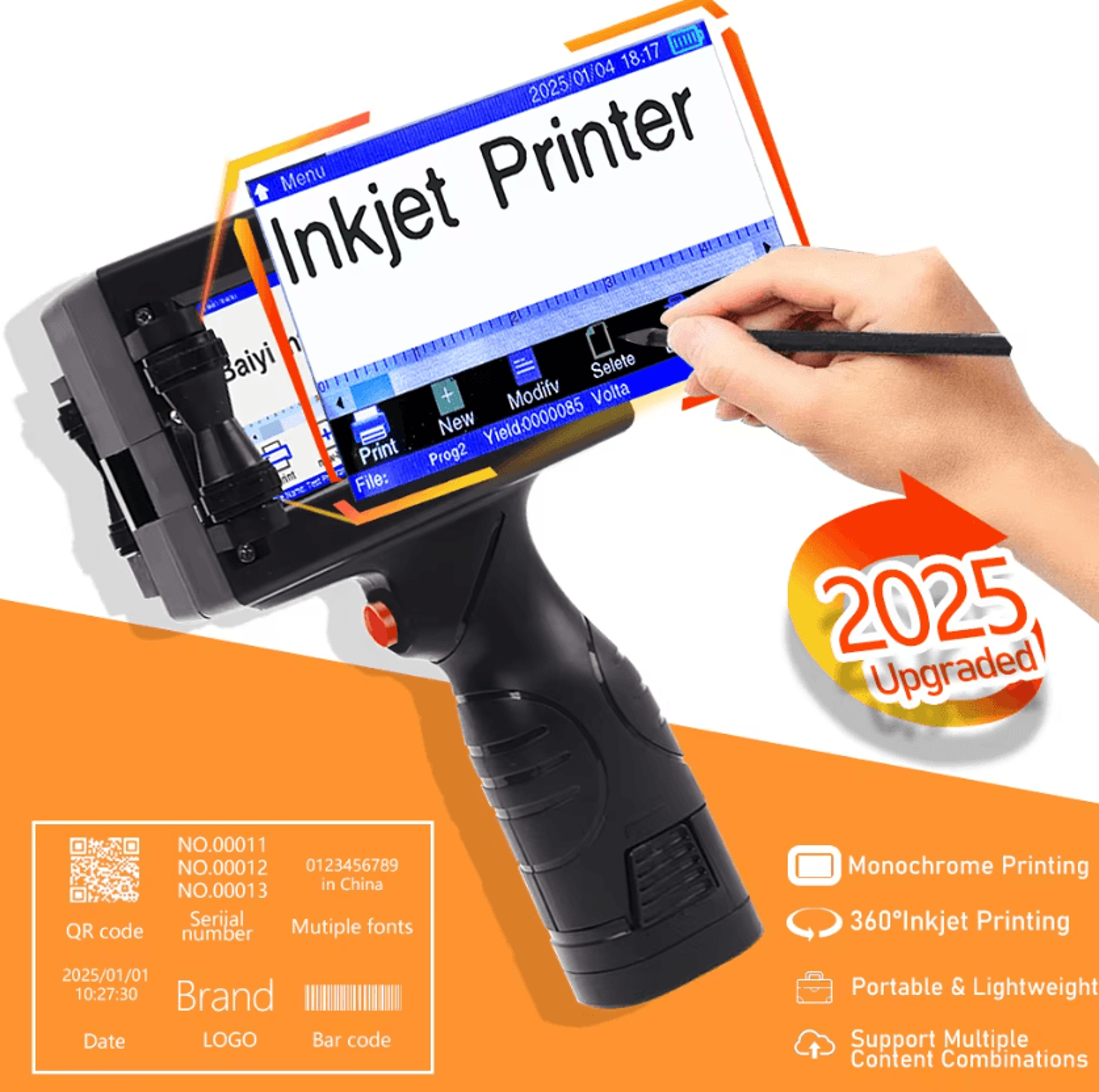 Portable Handheld Inkjet Printer For Date Coding Batch Numbers And Barcode Printing 1