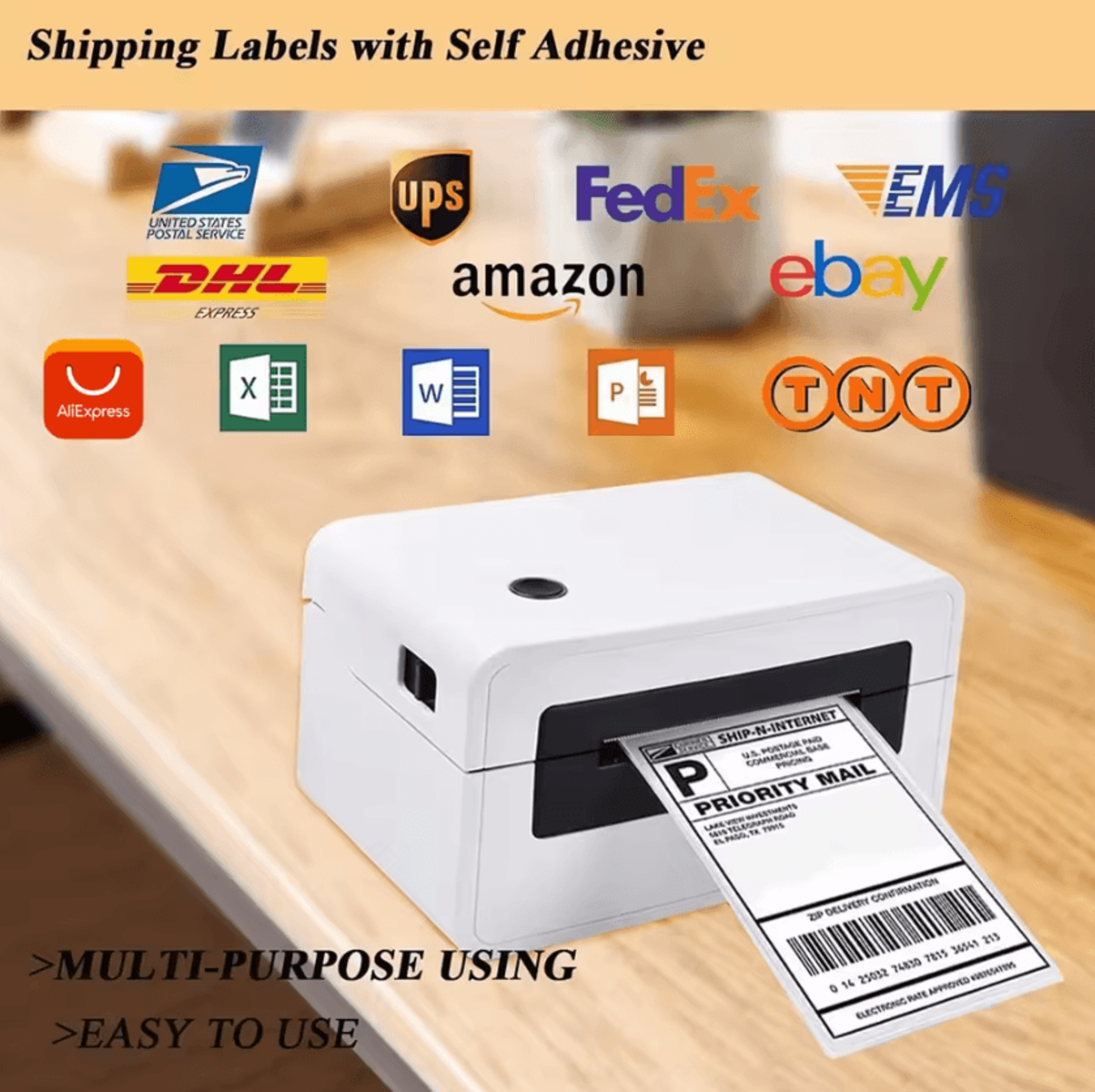 4x6 Inch Waterproof Thermal Shipping Labels SelfAdhesive Fanfold Printer Paper 3