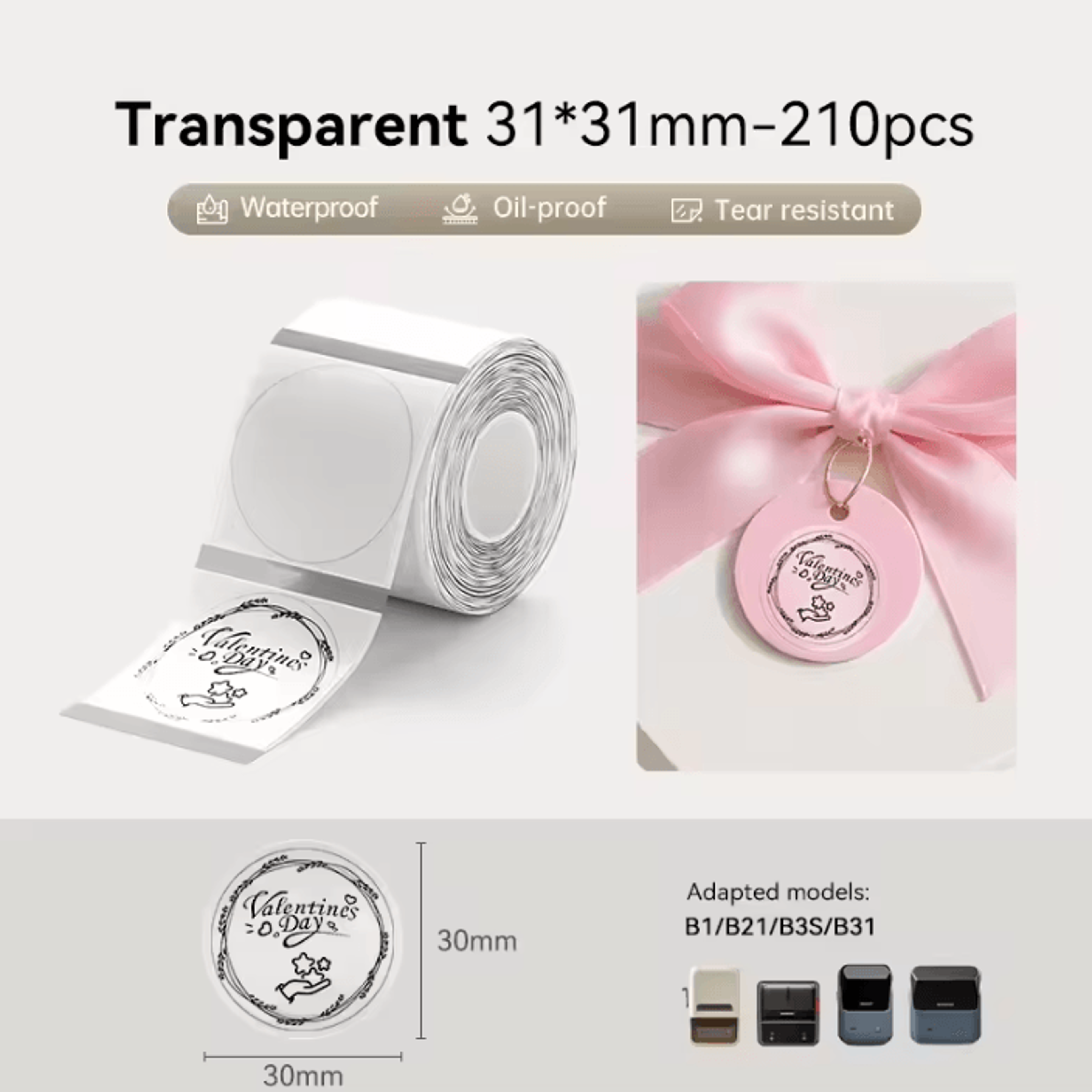 NIIMBOT Transparent Thermal Label Stickers 3050mm SelfAdhesive Printer Paper For B1 B21S B21PRO B3S 4