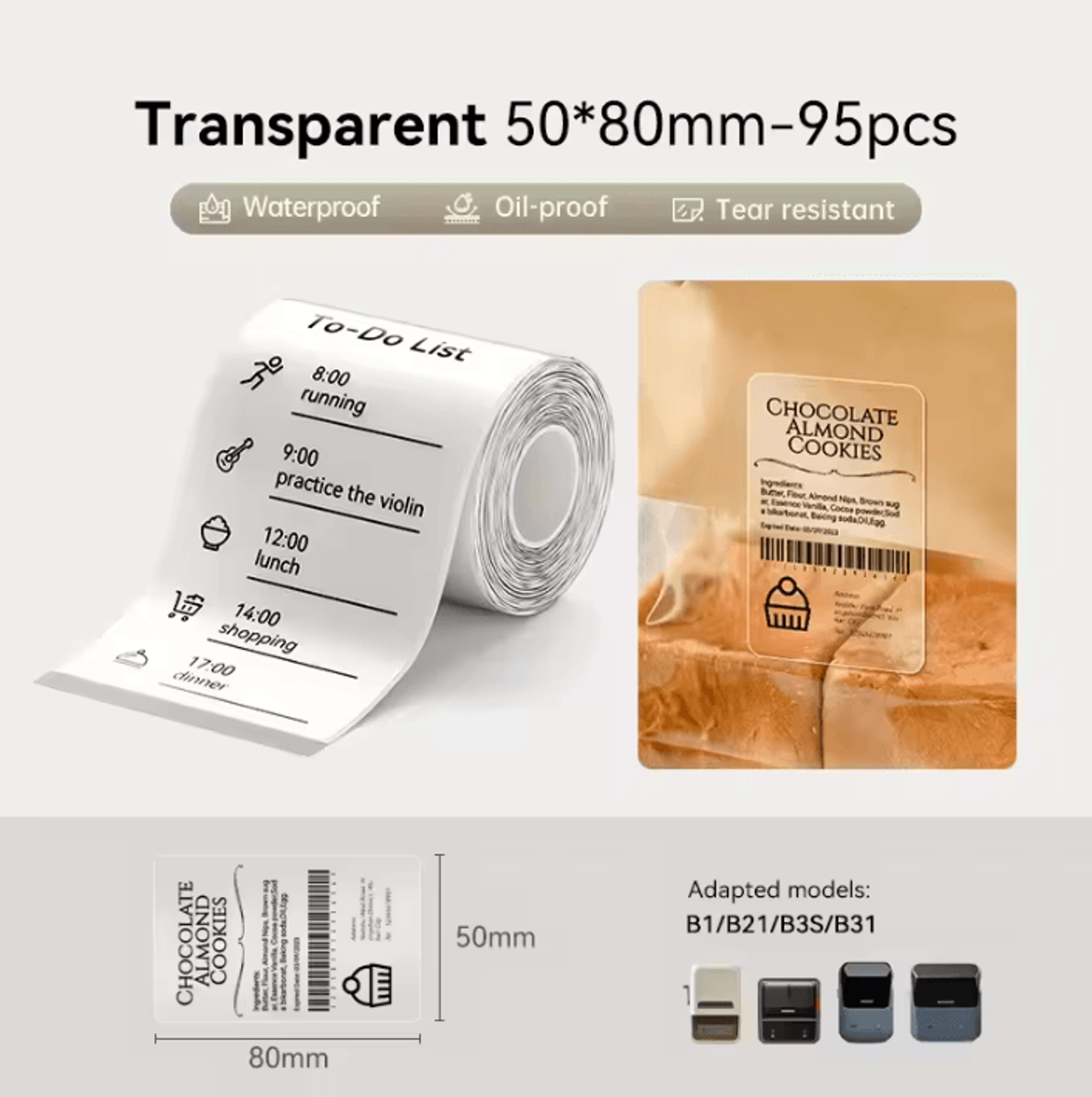 NIIMBOT Transparent Thermal Label Stickers 3050mm SelfAdhesive Printer Paper For B1 B21S B21PRO B3S 7