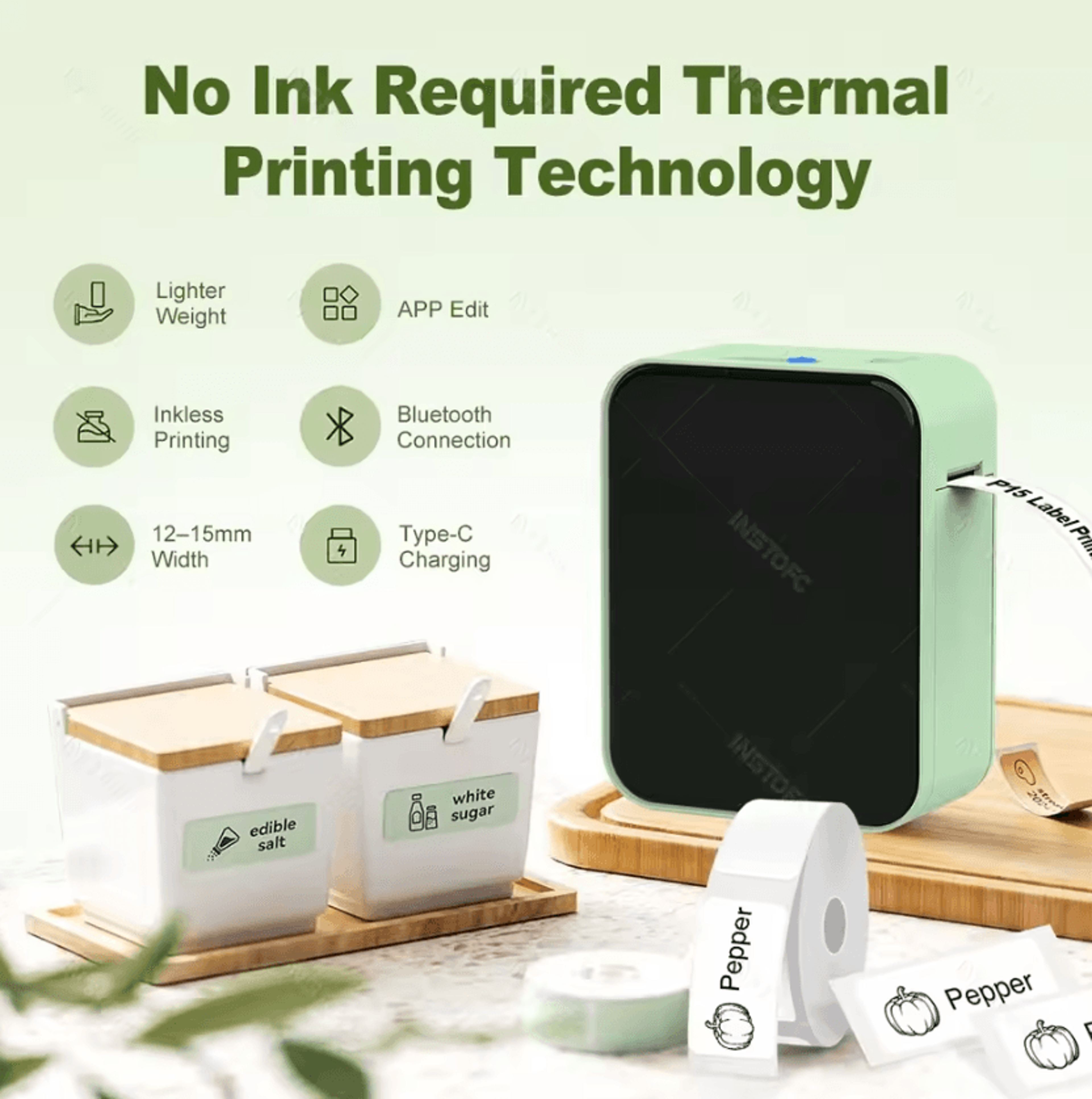 Marklife P15 Wireless Bluetooth Thermal Label Printer With White And Transparent Sticker Options 1