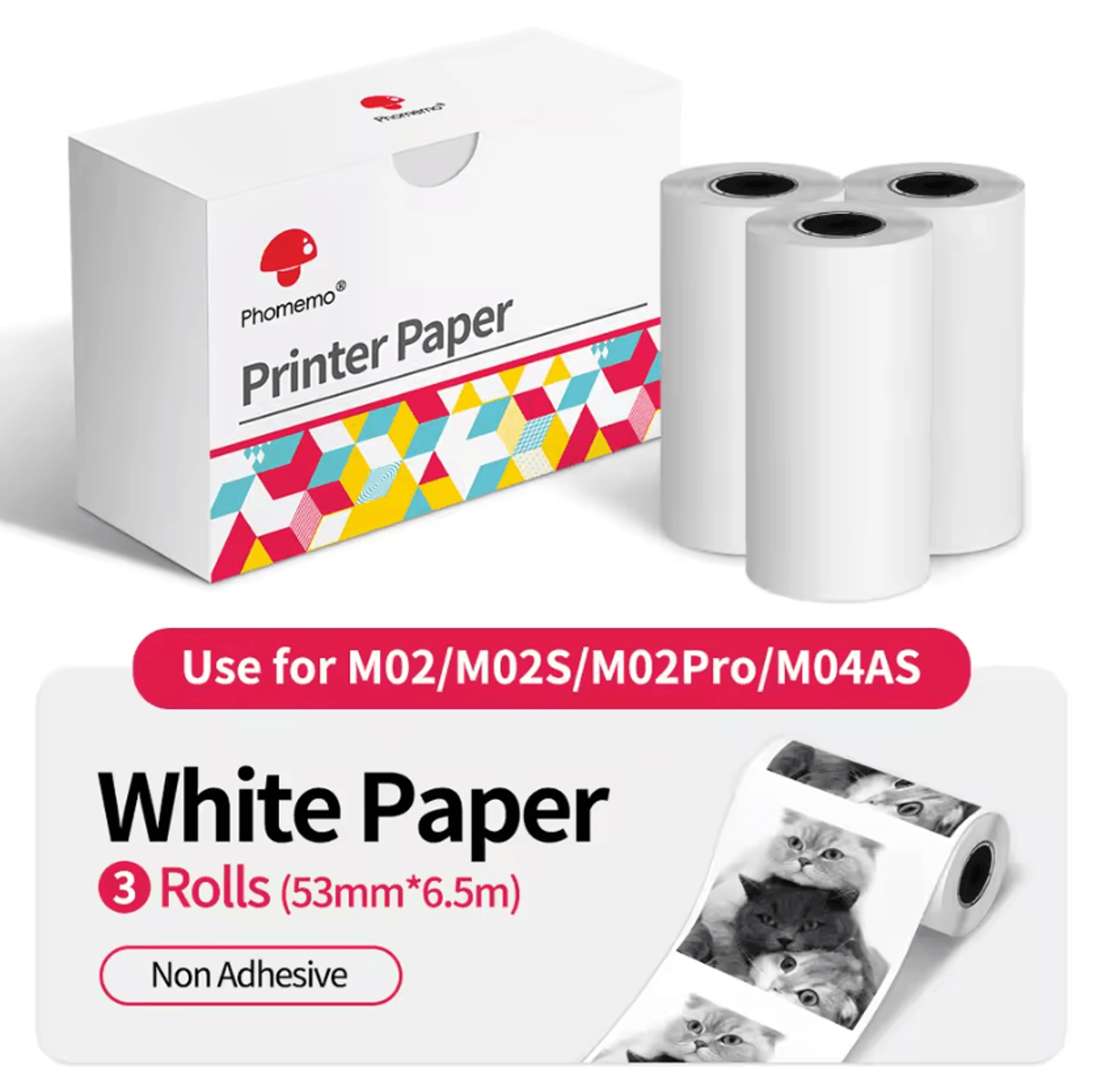 Phomemo 3 Rolls Thermal Sticker Paper For M02 M02S M02 Pro Mini Photo Printers 4