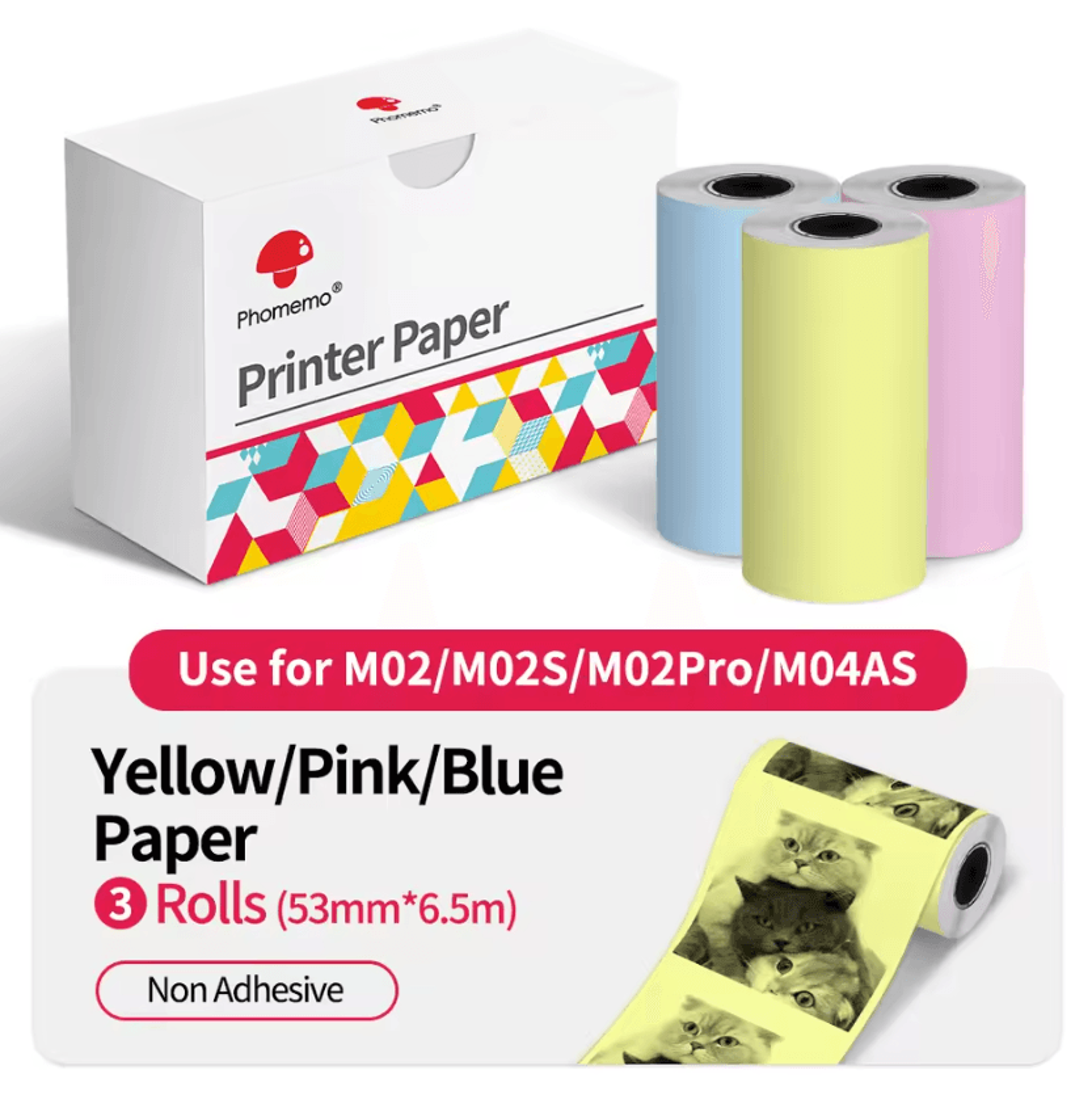 Phomemo 3 Rolls Thermal Sticker Paper For M02 M02S M02 Pro Mini Photo Printers 11
