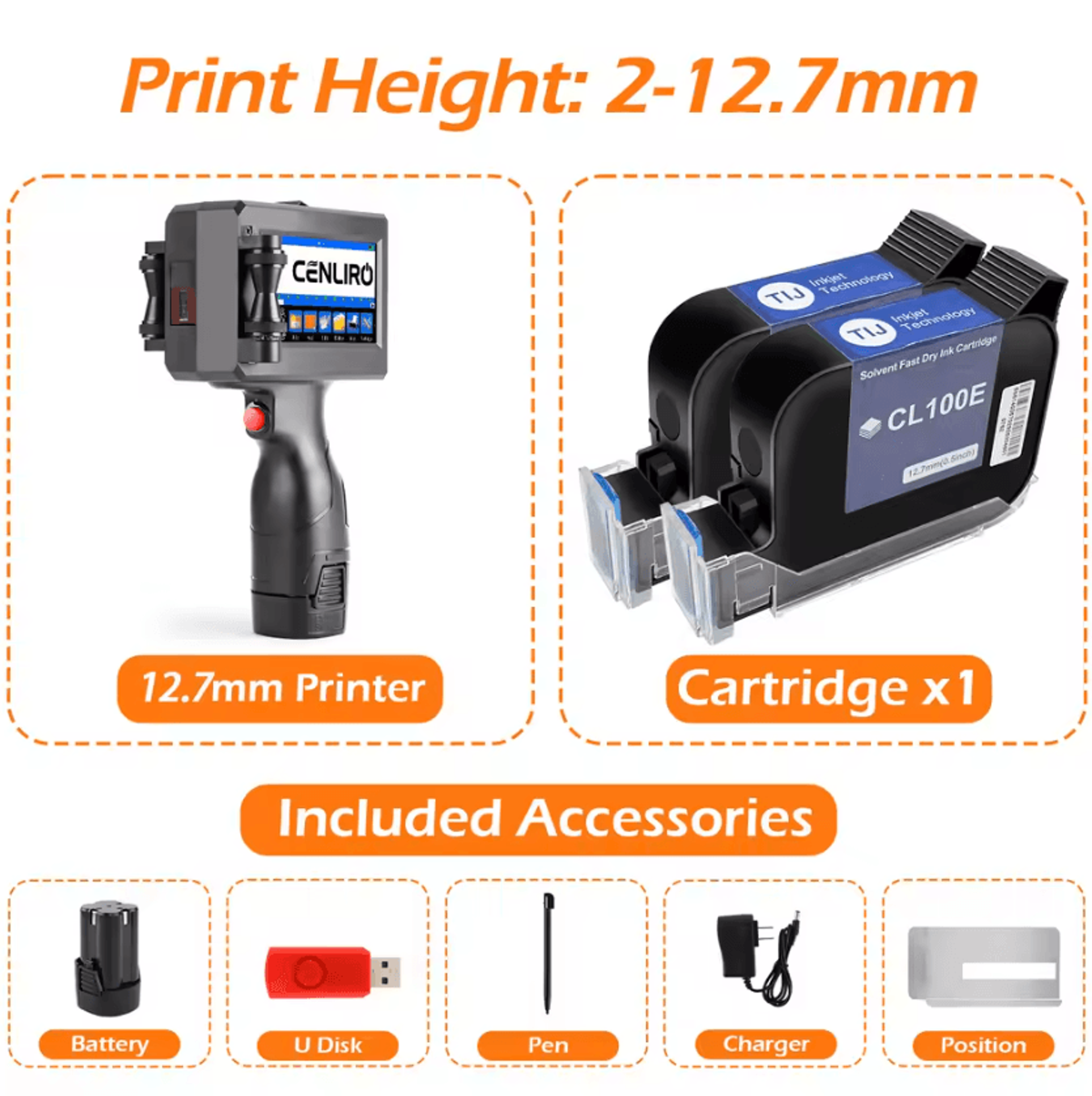 Cenliro CL20B 254mm Handheld Inkjet Printer Portable Batch Date And QR Code Coding Machine 8